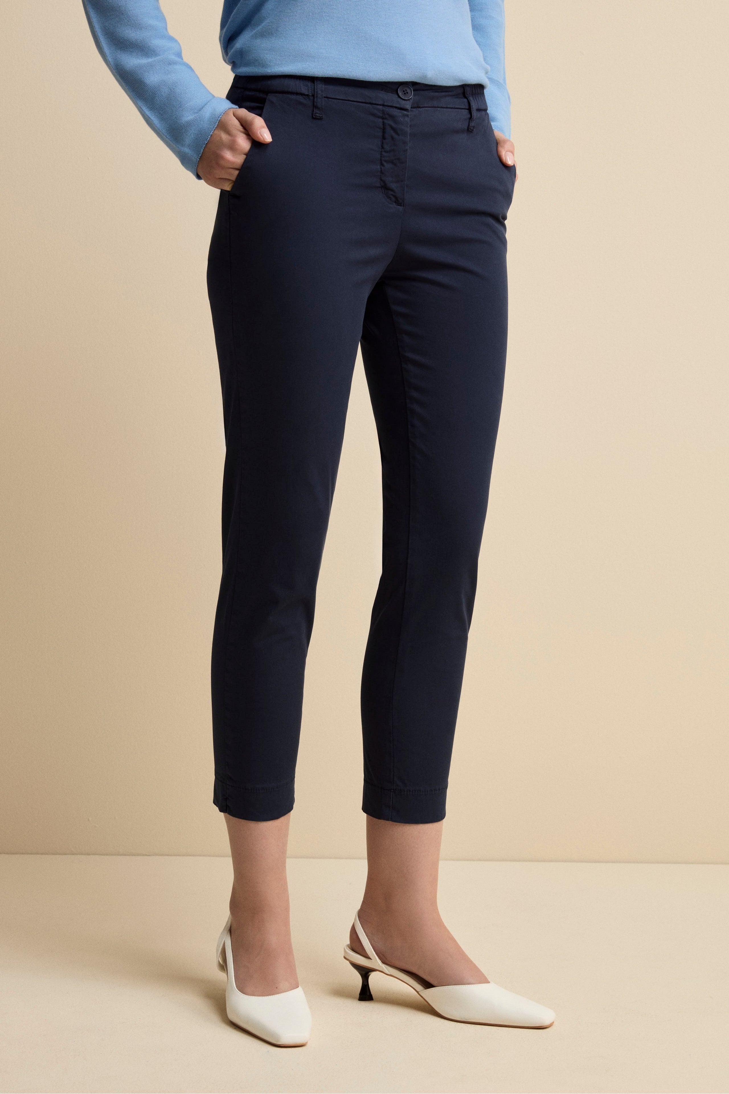 Pantalone Cropped in Cotone - BLU