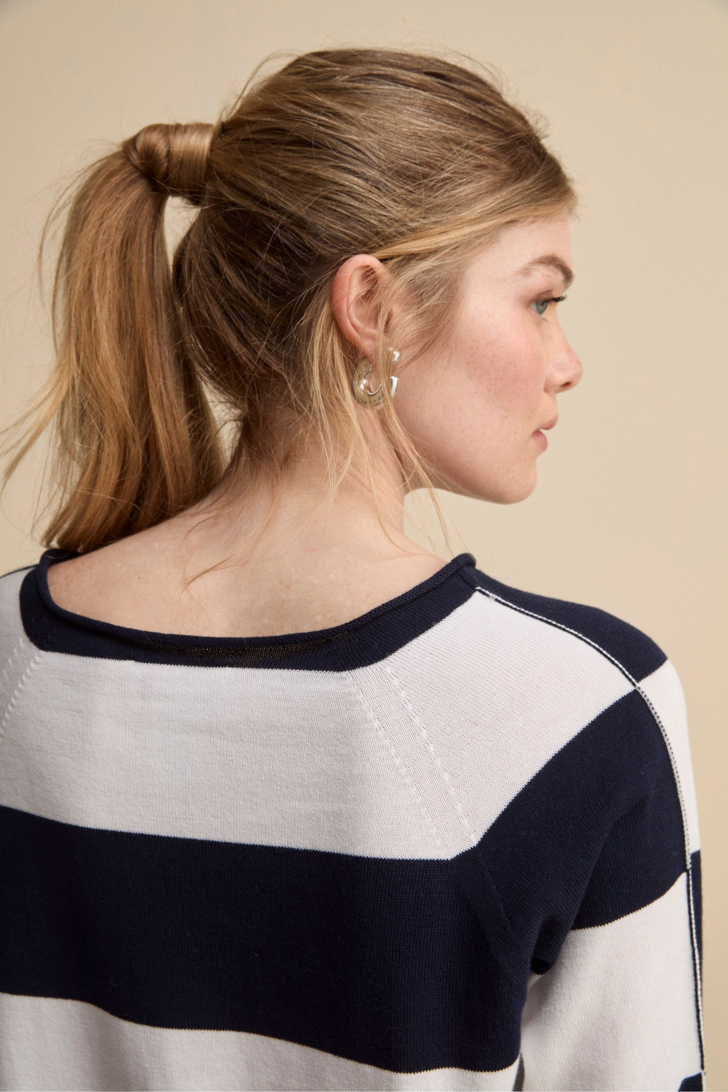 Maglia Girocollo a Righe in Cotone - BIANCO/BLU