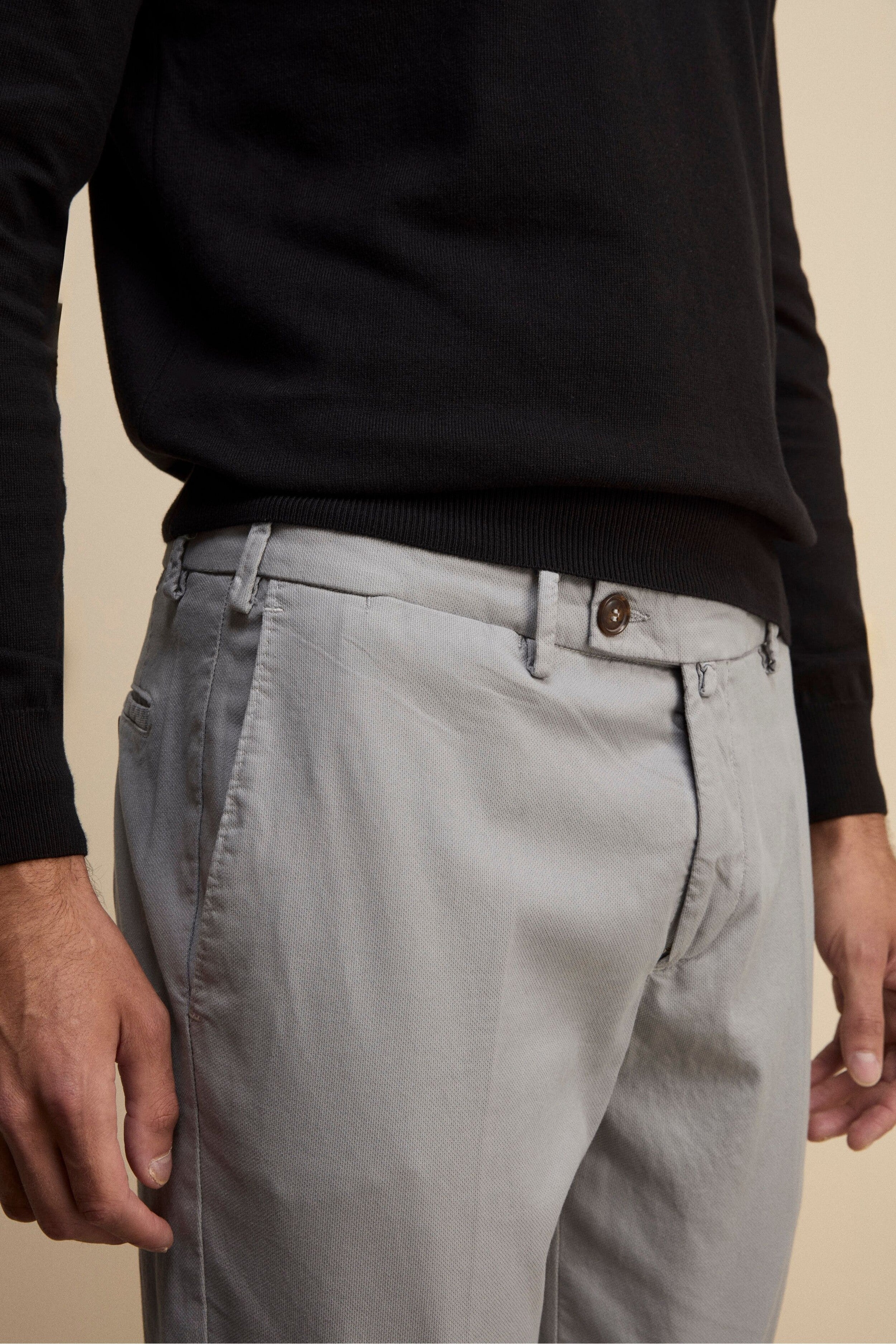 Pantalone Regular Fit in Cotone Armaturato - GRIGIO