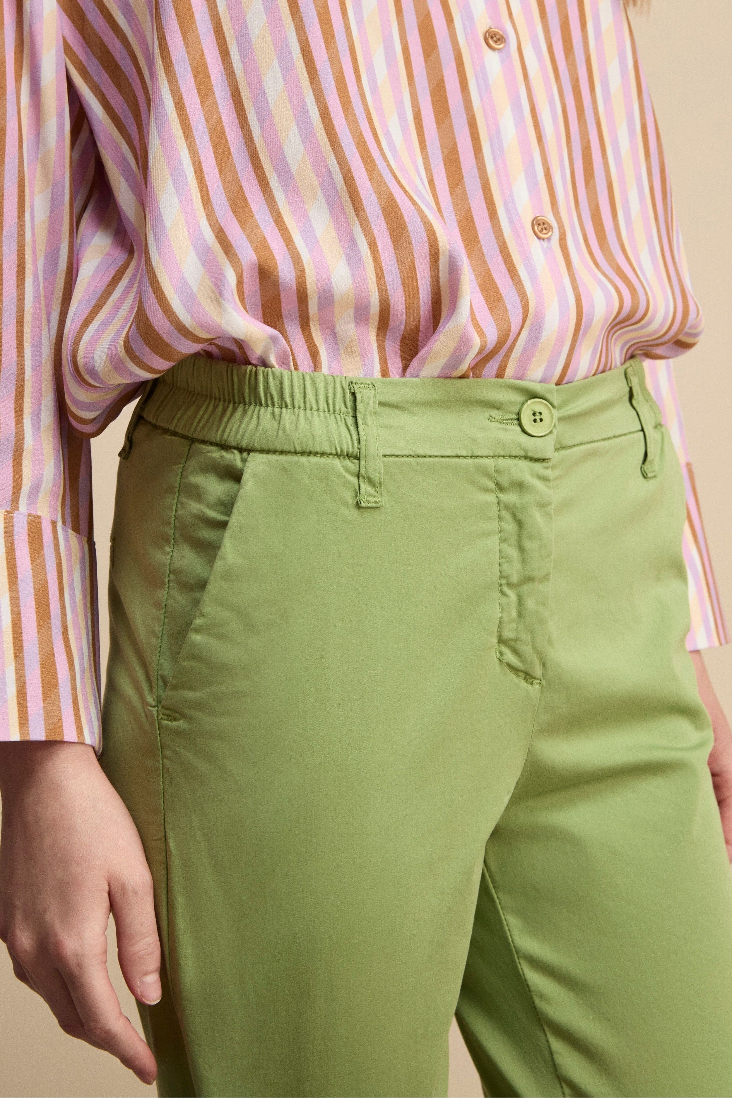 Pantalone Cropped in Cotone - PISTACCHIO