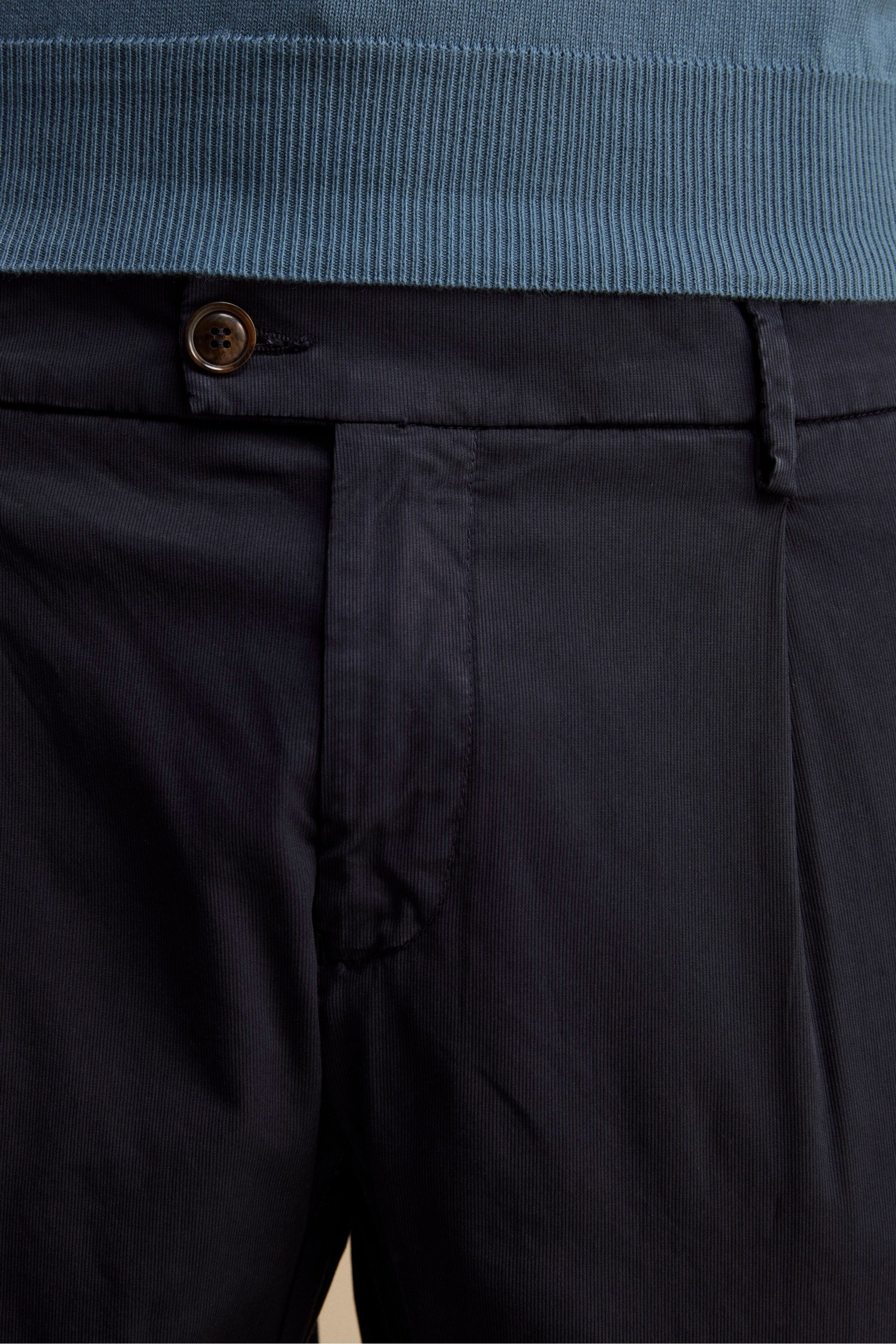 Pantalone Carrot in Cotone Piquet - BLU