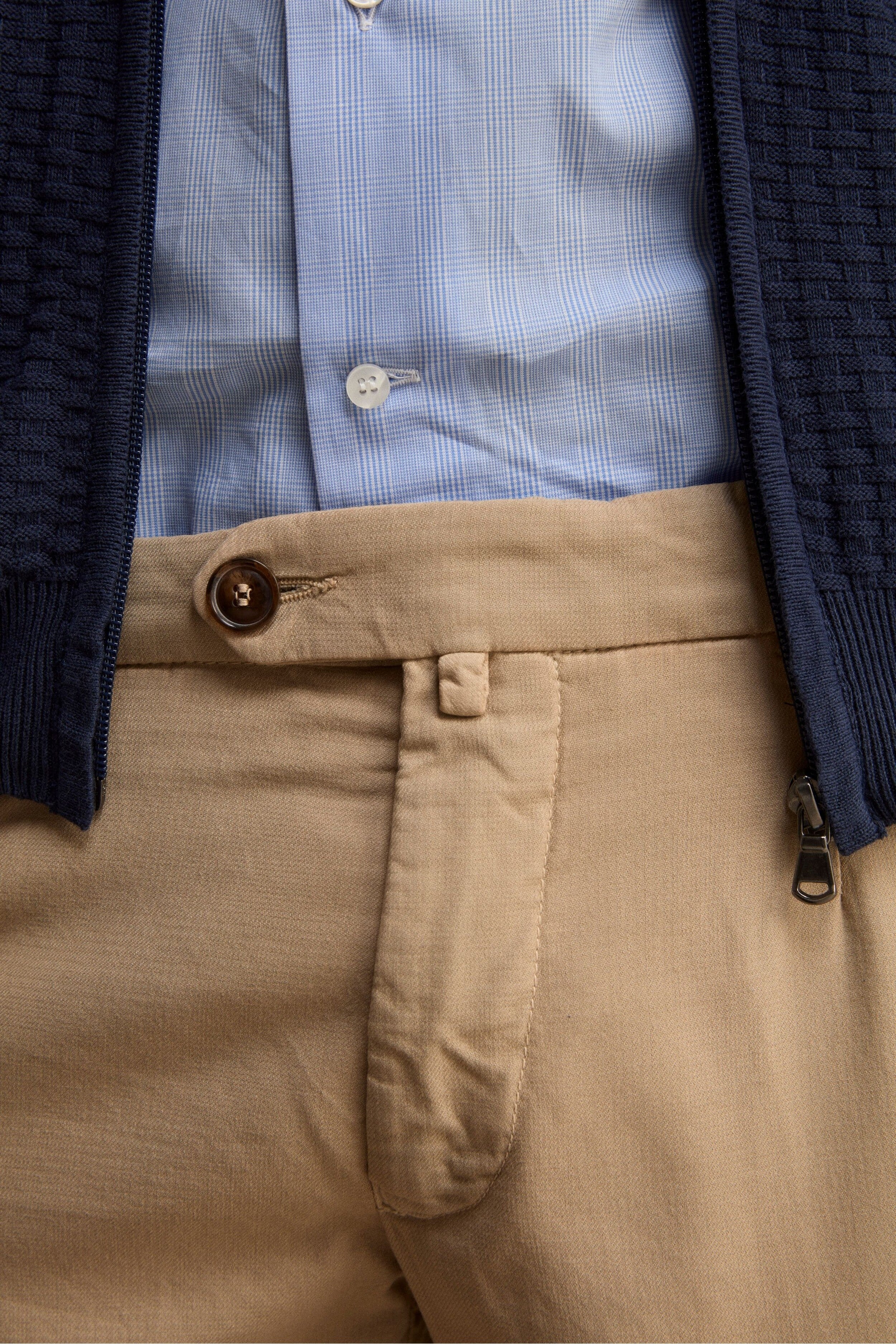 Pantalone Slim Fit in Cotone con Taschino - BEIGE