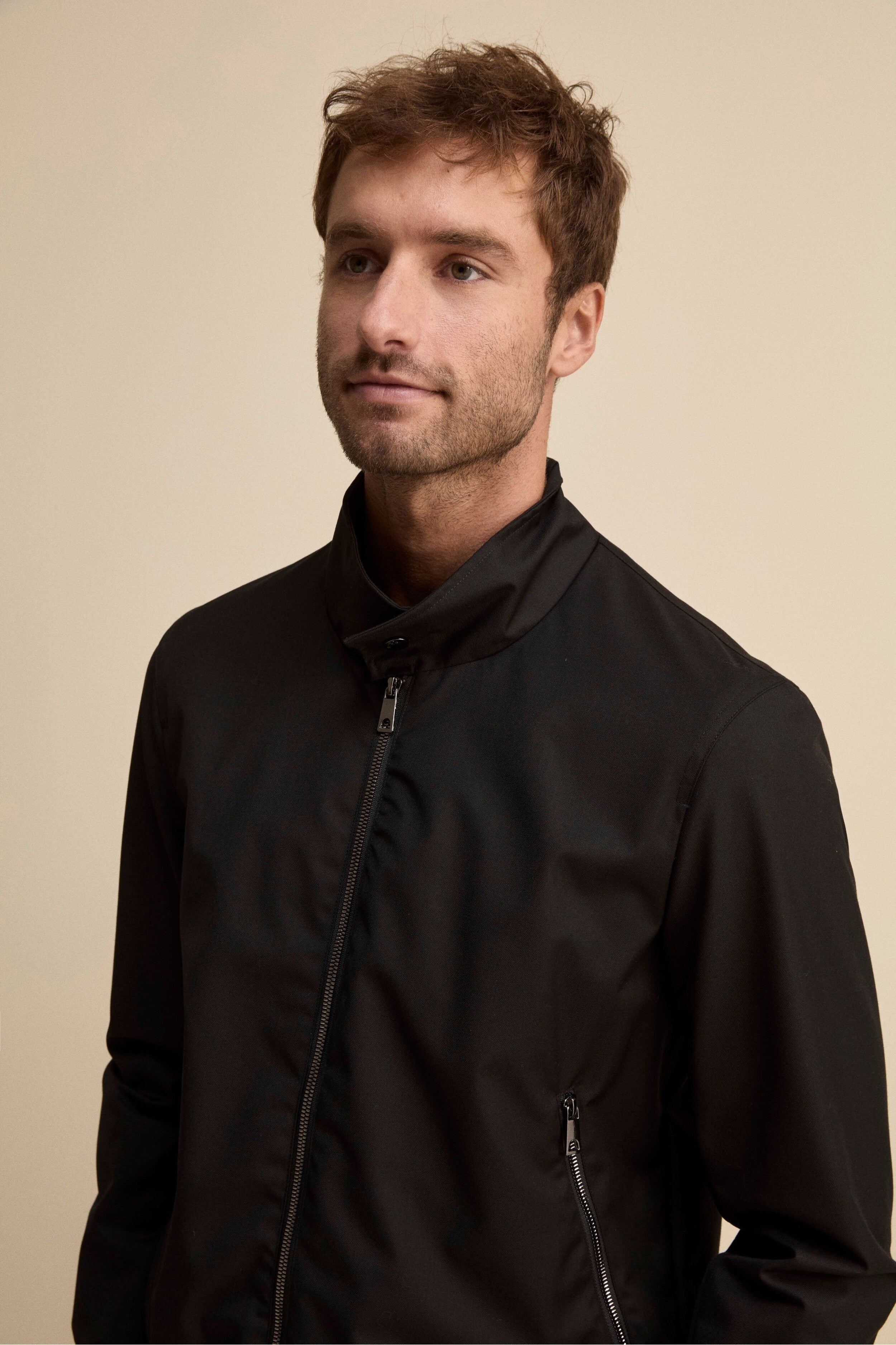 Bomber in Tessuto con Zip - NERO