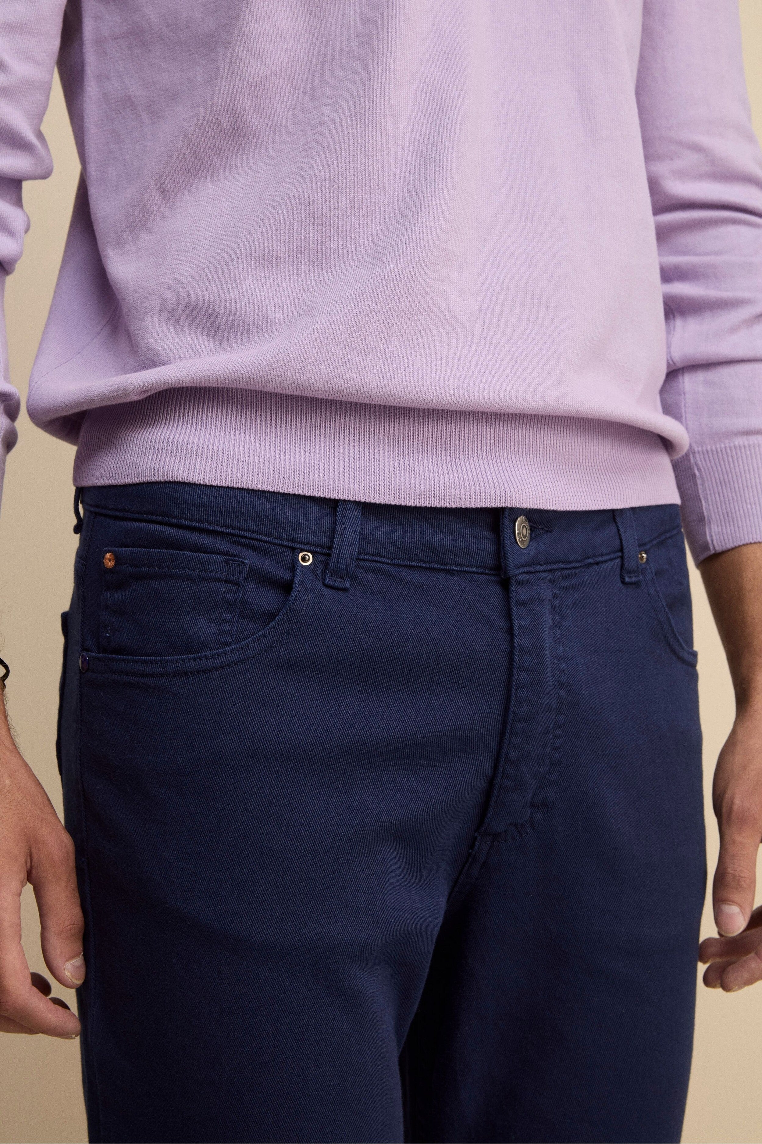 Pantalone Slim Fit Cinque Tasche in Denim - BLU