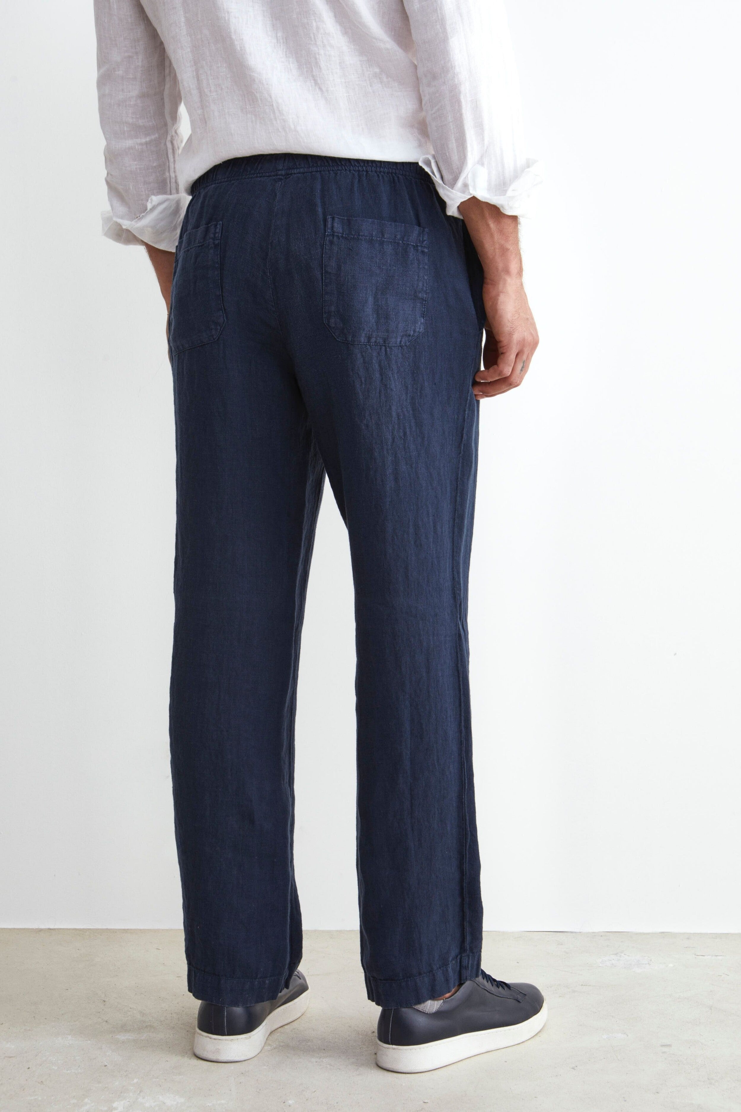 Pantalone in Lino con Coulisse - BLU NOTTE