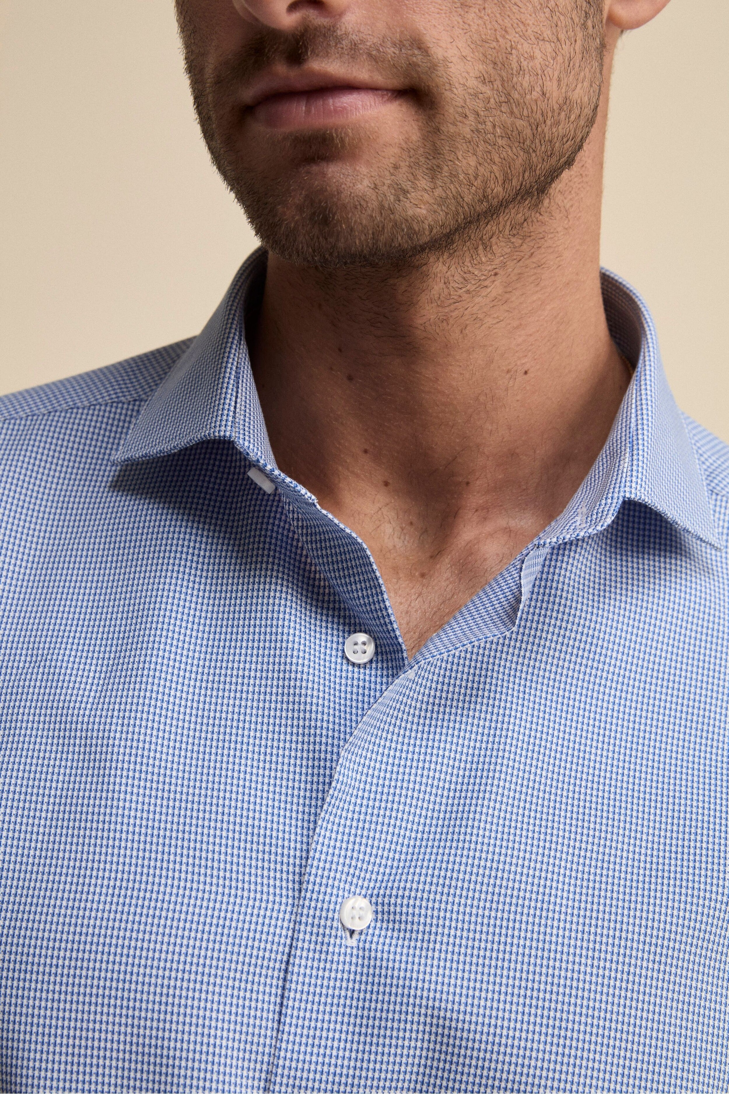 Camicia Fantasia Slim Fit Collo Francese - P/POULE AZZURRO