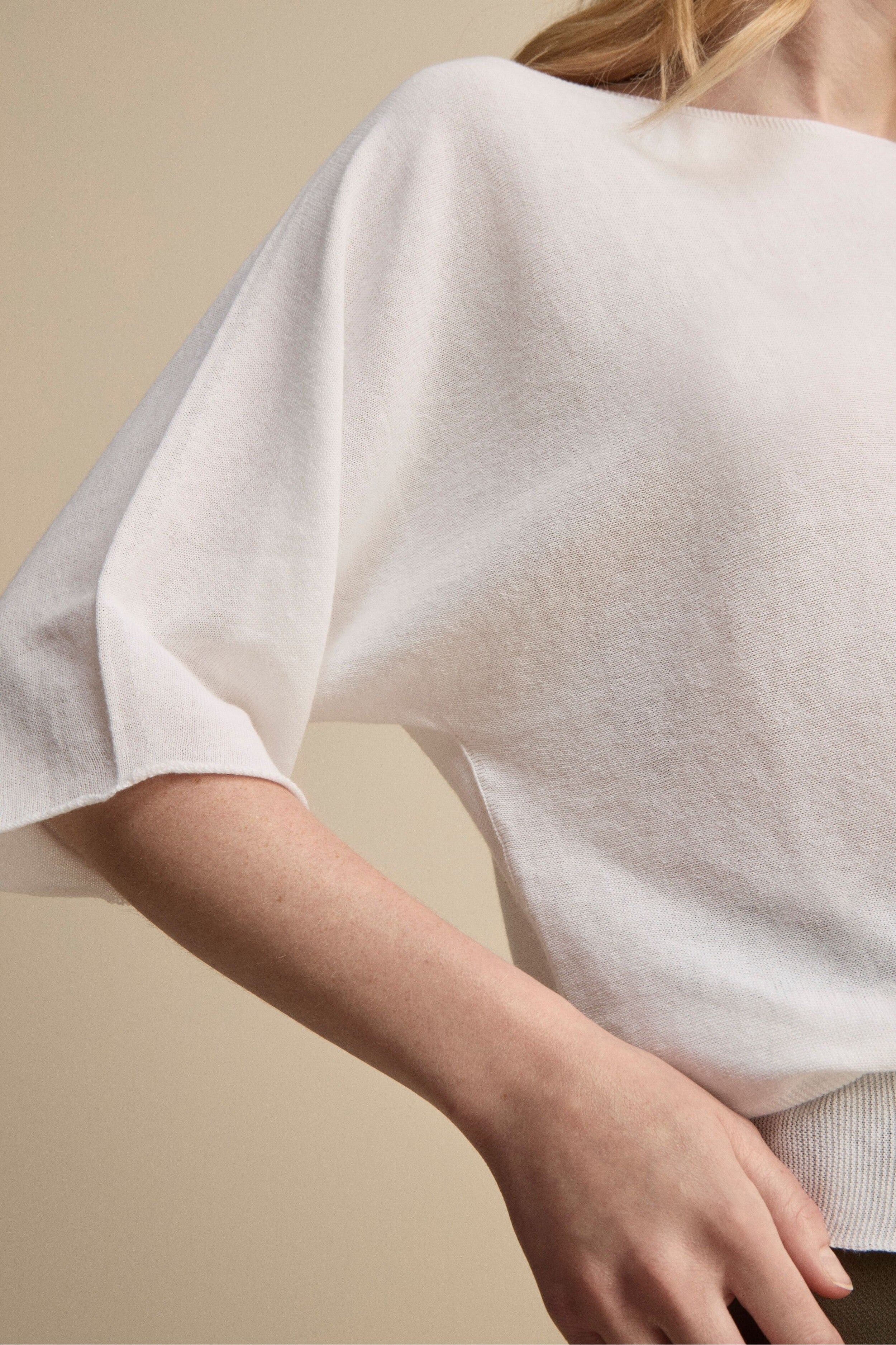 Maglia Barchetta in Cotone Crêpe - BIANCO