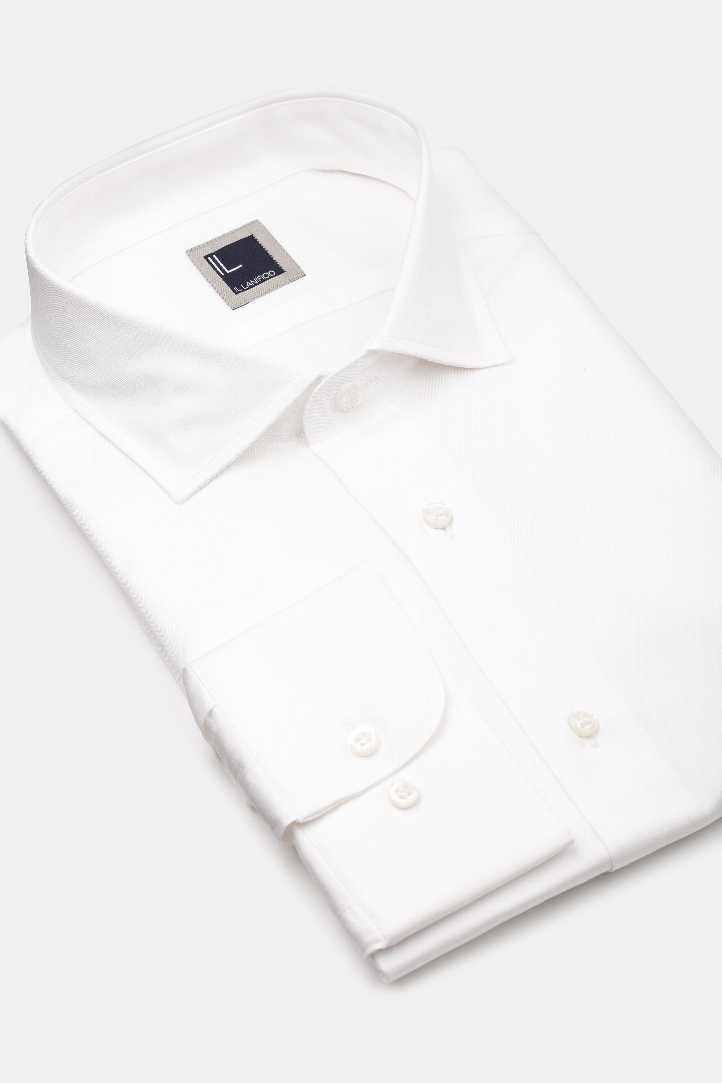 Camicia slim twill collo francese - BIANCO