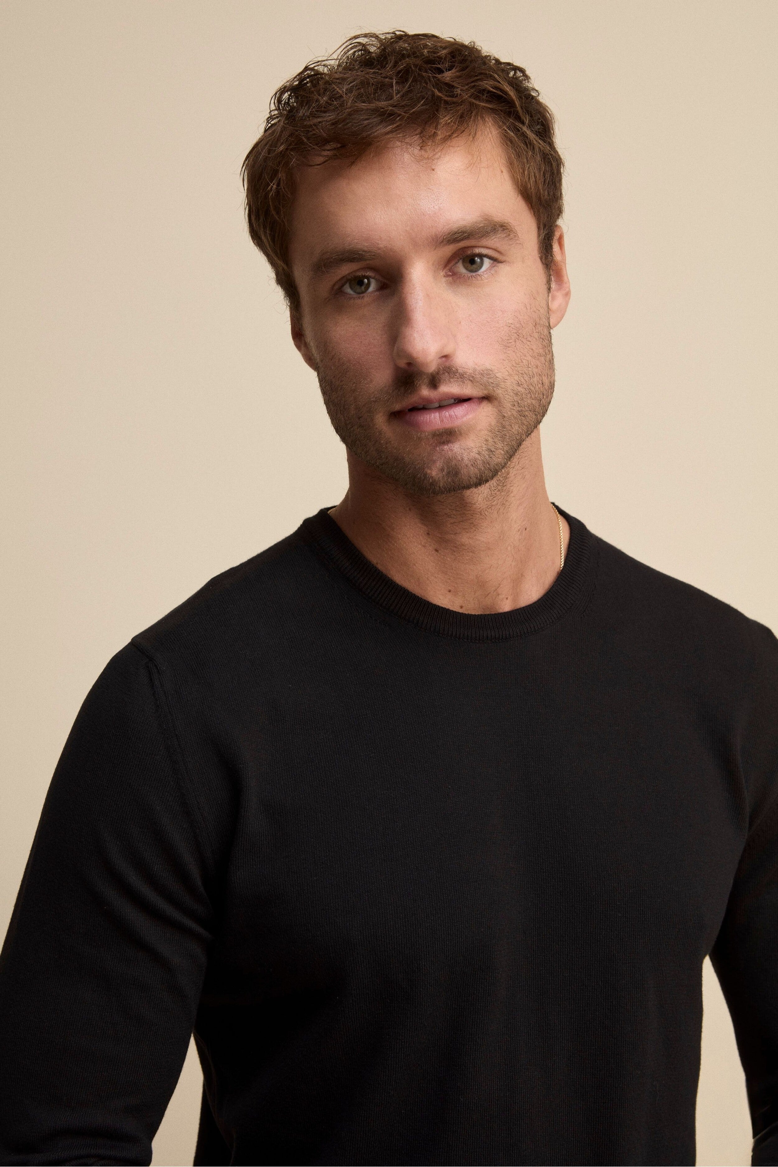 Maglia girocollo in cotone - NERO