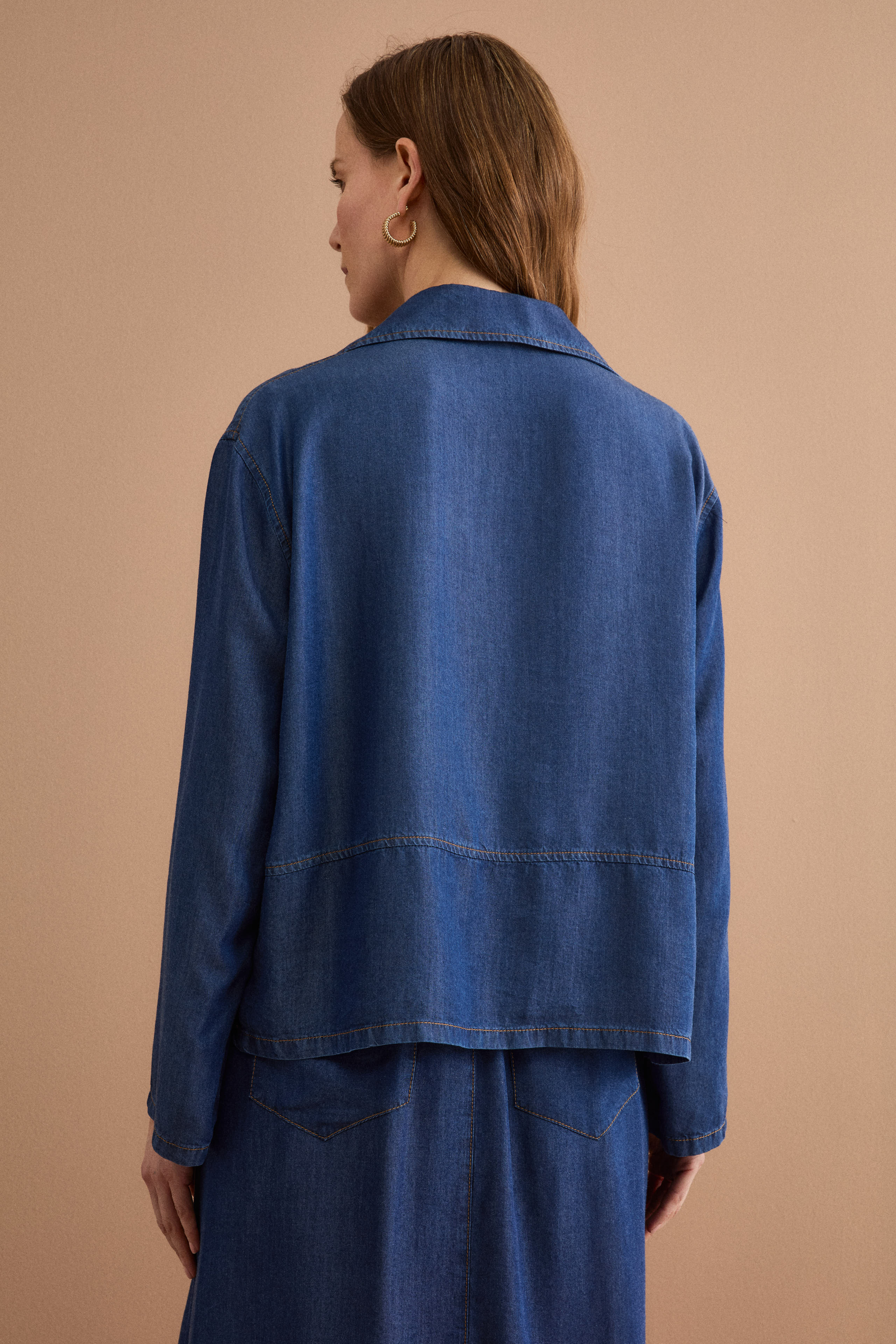 Oversize-Denimbluse mit Hemdkragen - DENIM