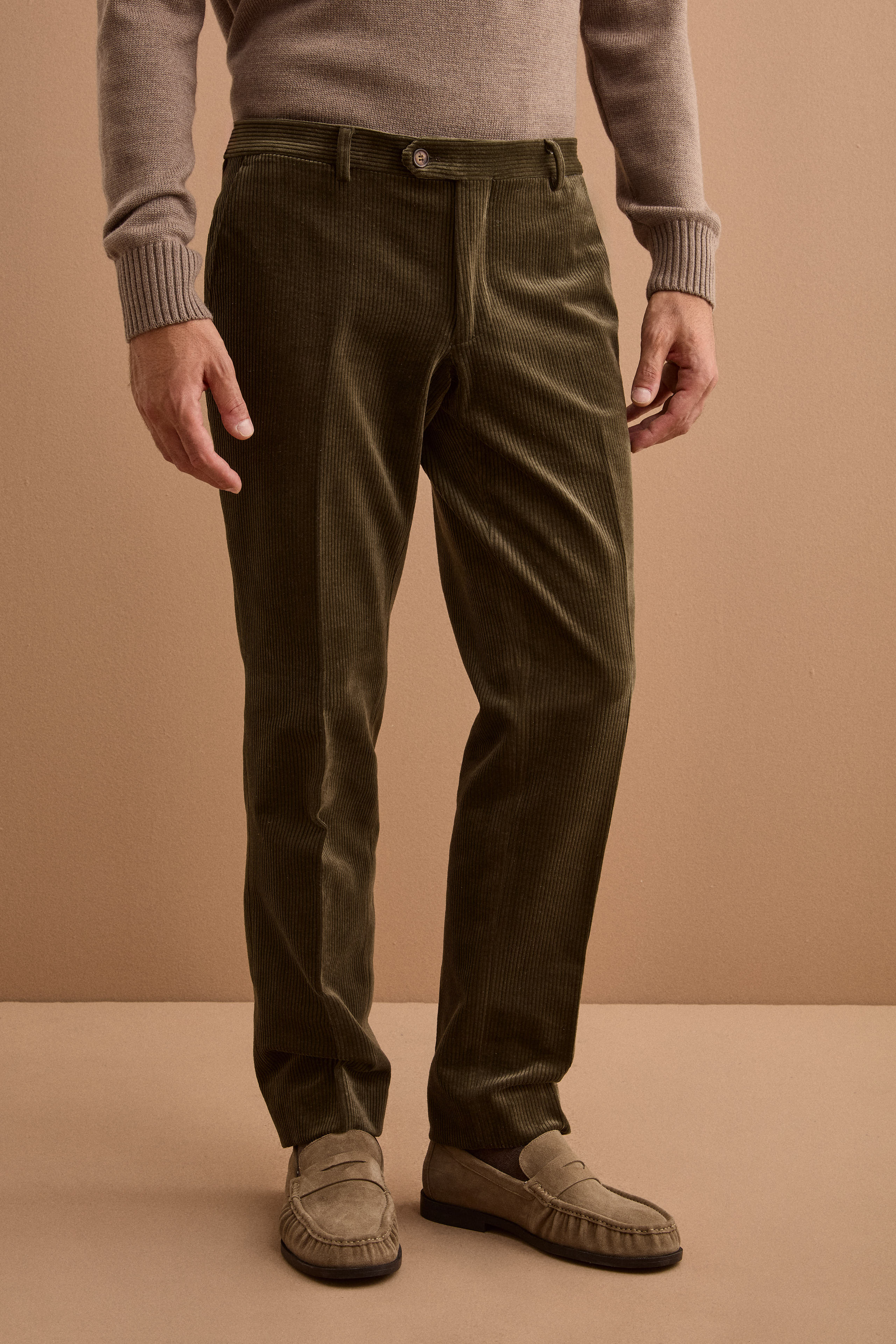 Pantalone Chino in Velluto Comfort Fit - VERDE