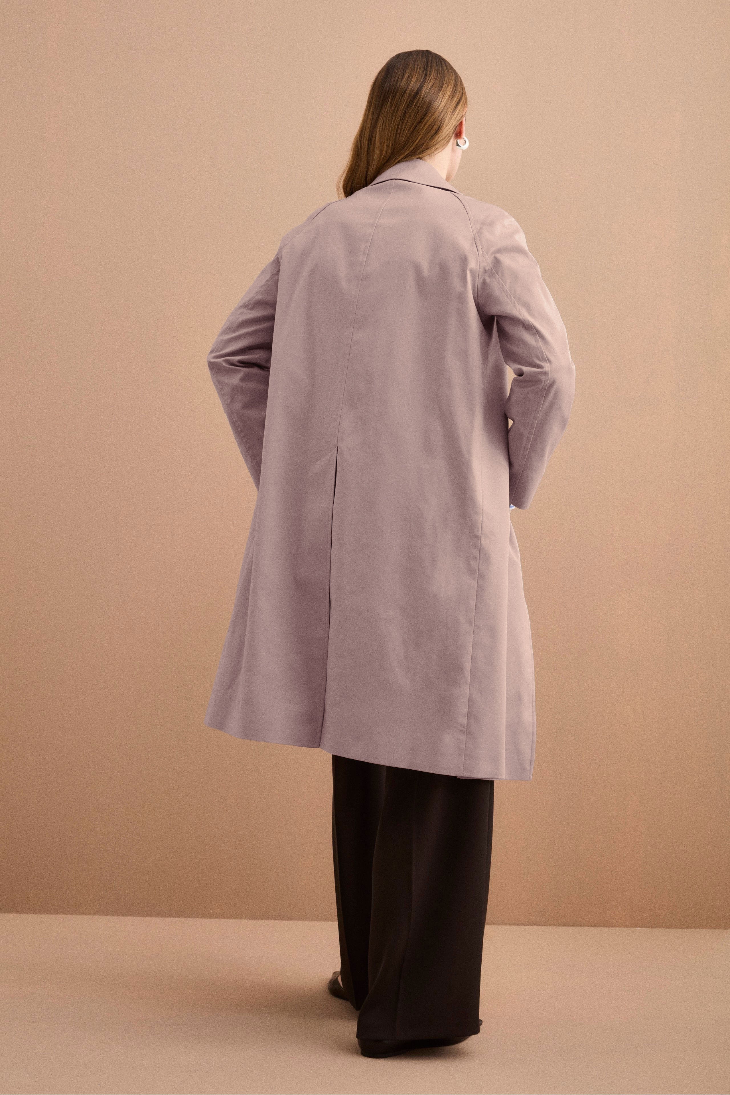 Gefütterter Einreihiger Trenchcoat mit Hemdkragen - Sandbraun