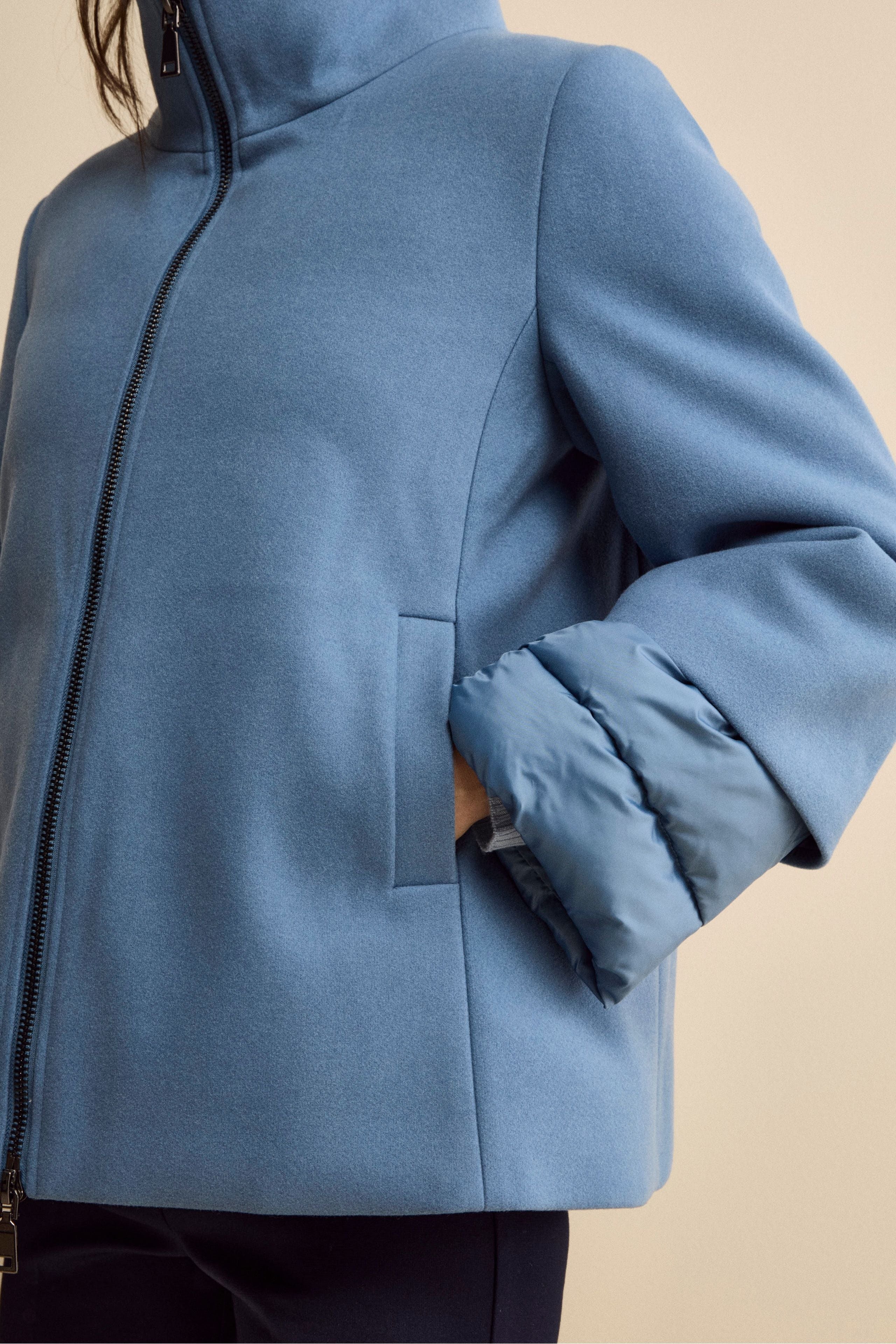 Giubbotto Imbottito Svasato con Zip - DENIM