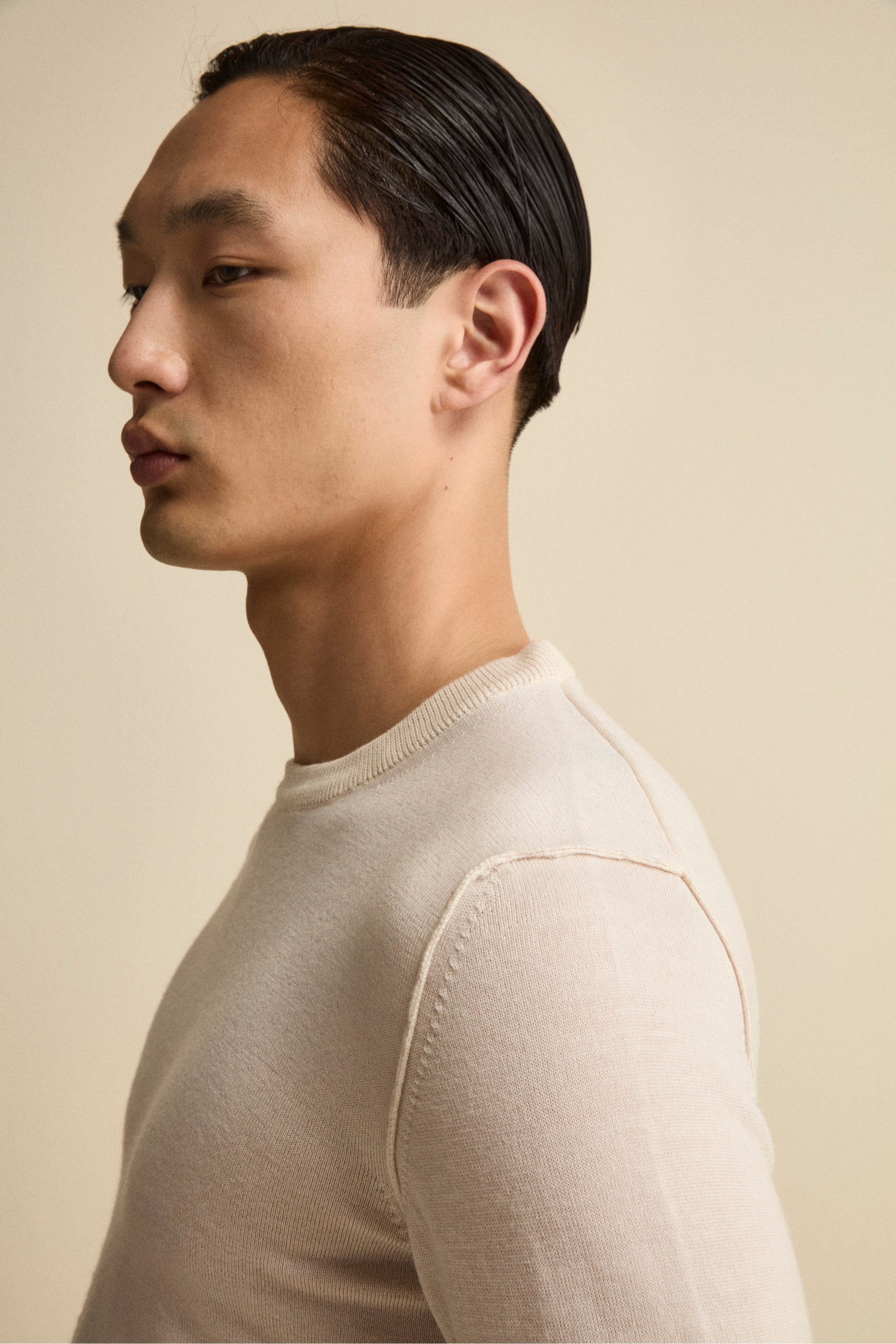Extrafine Merino Wool Crew Neck - Butter white
