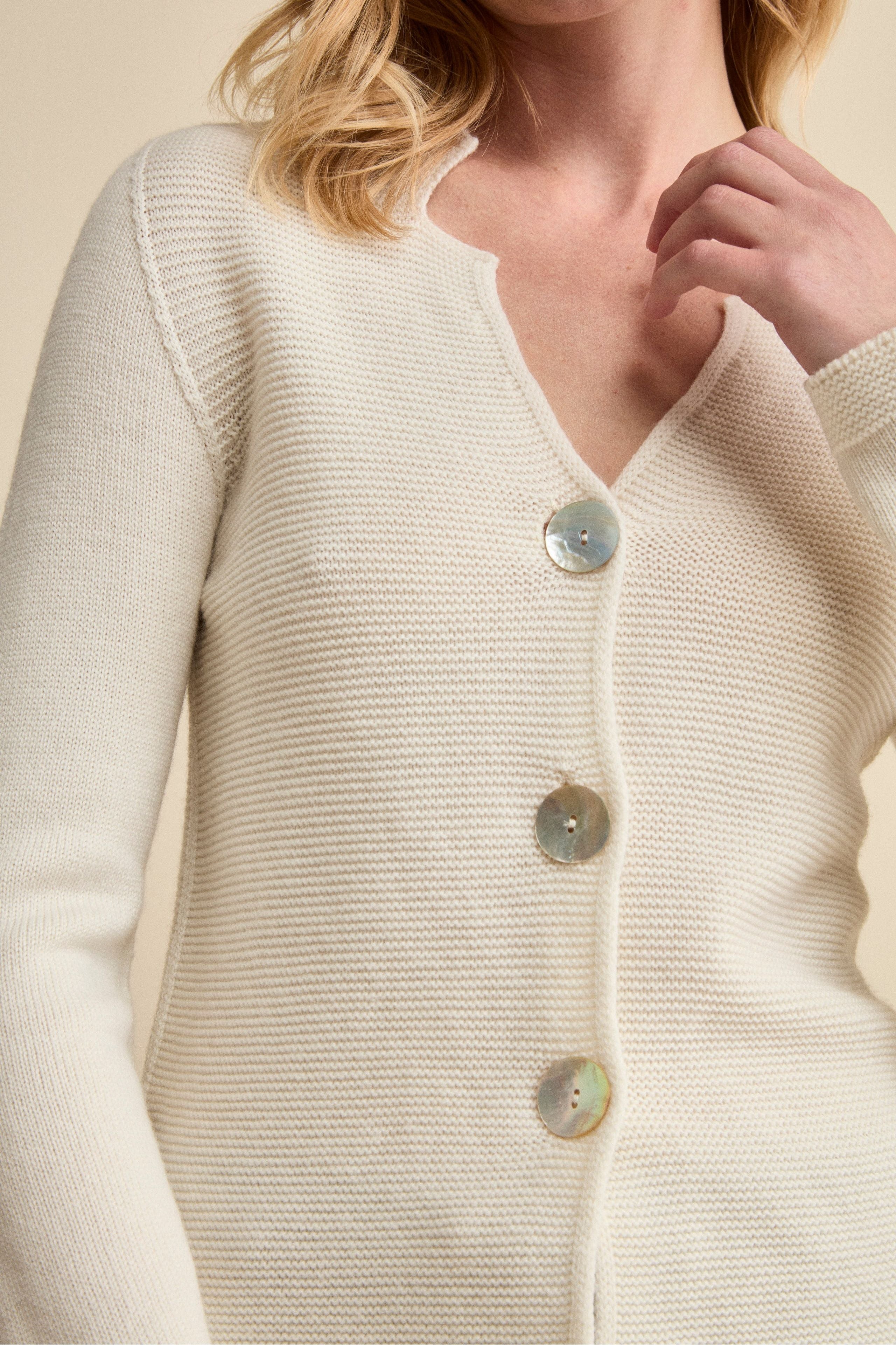 Merino Wool Cardigan - ECRU