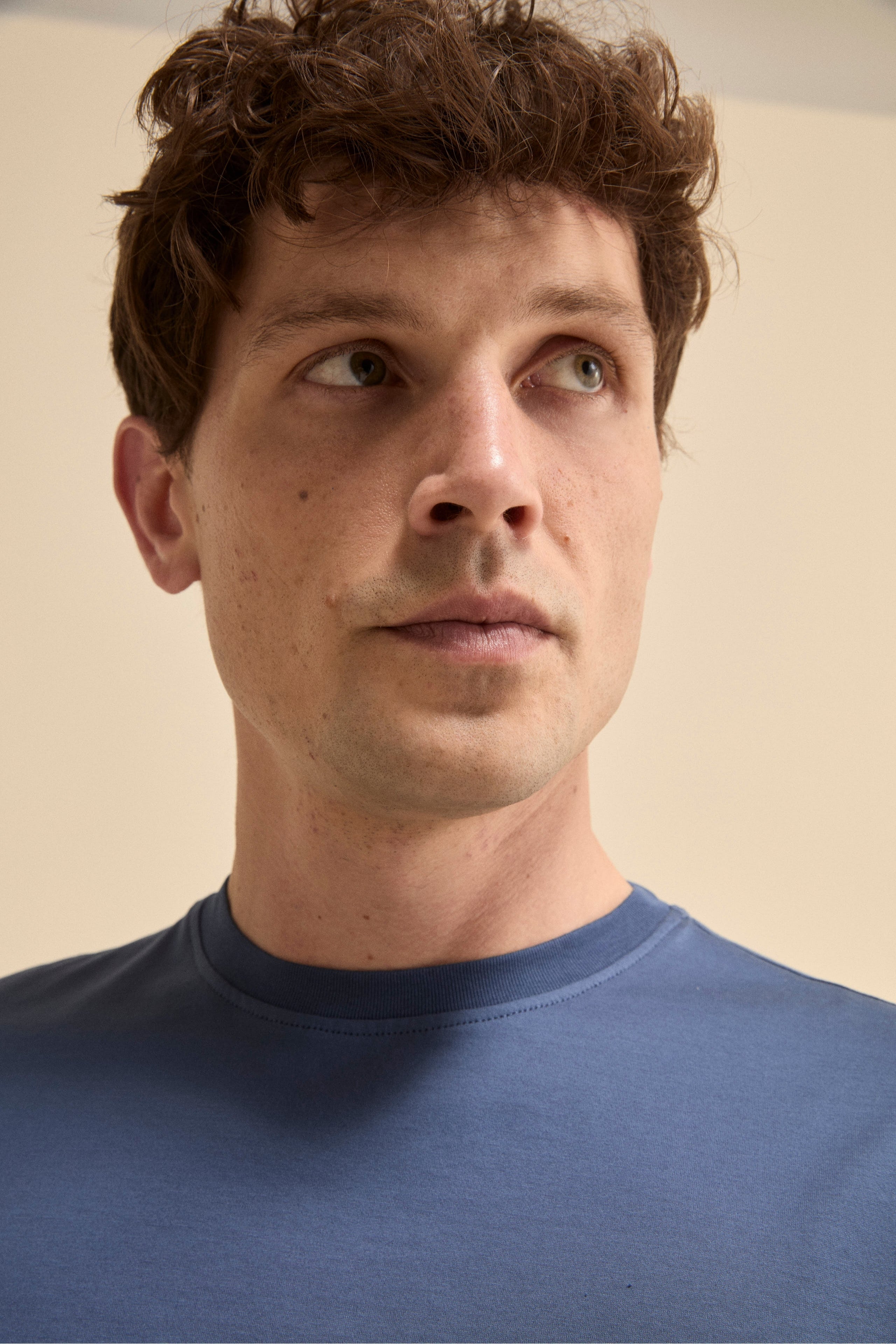 T-Shirt Slim in Filo di Scozia - AZZURRO