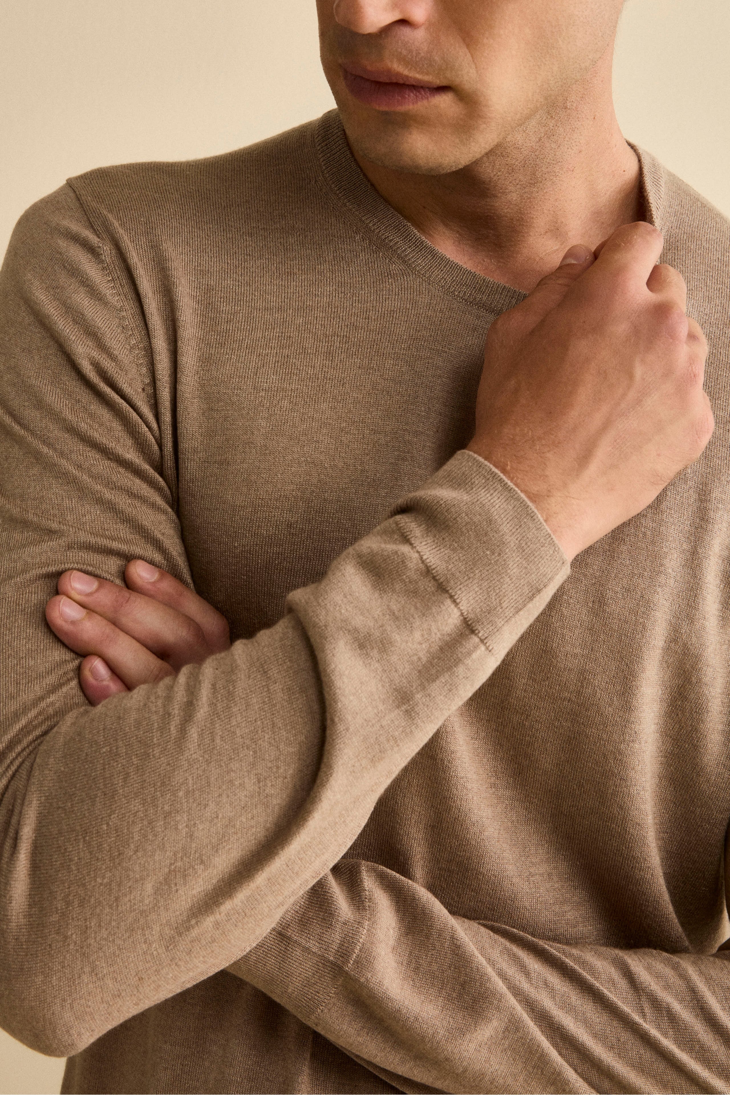 Extra-fine silk and cashmere jersey - Mink