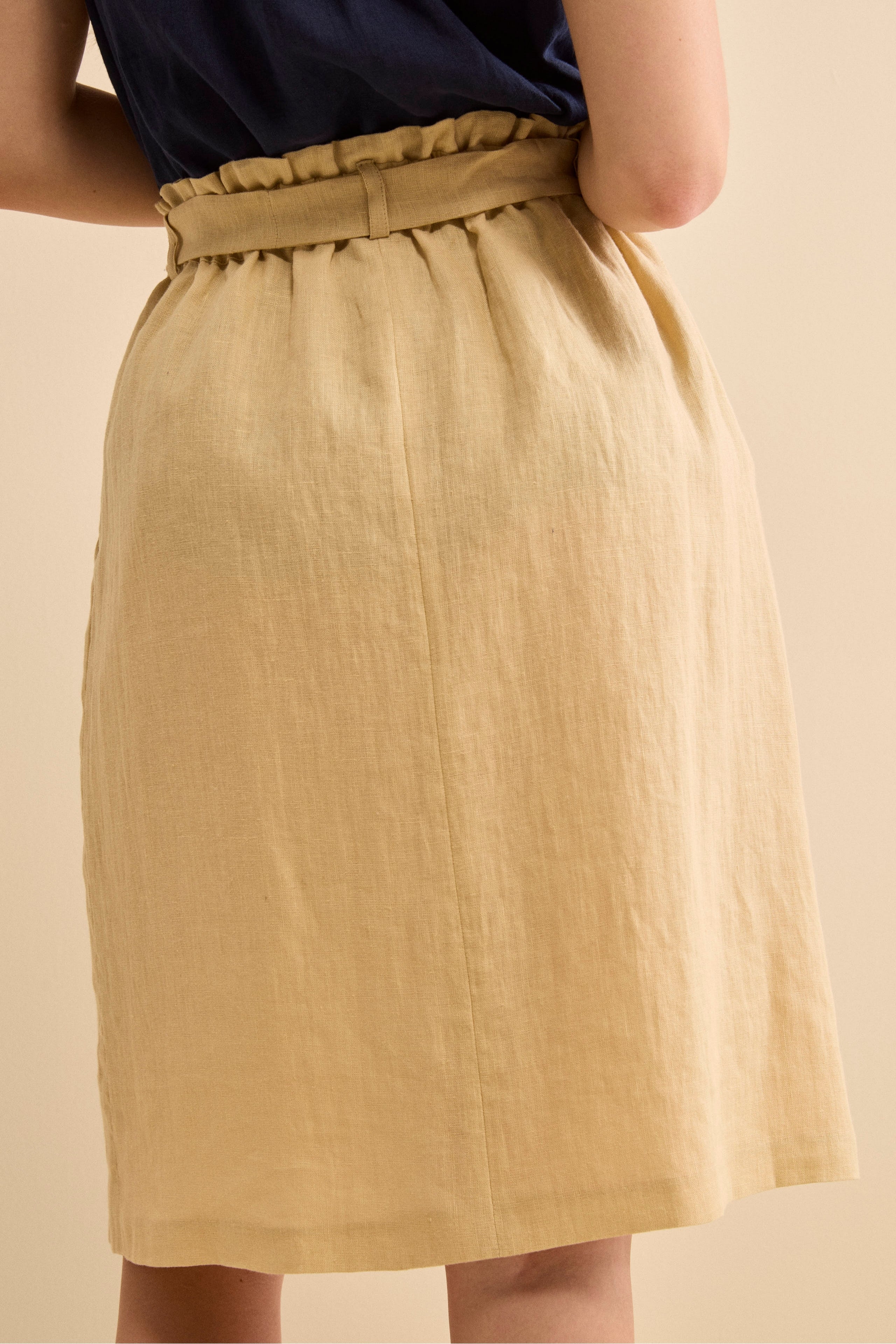 Gonna Midi in Lino con Fusciacca - CREMA