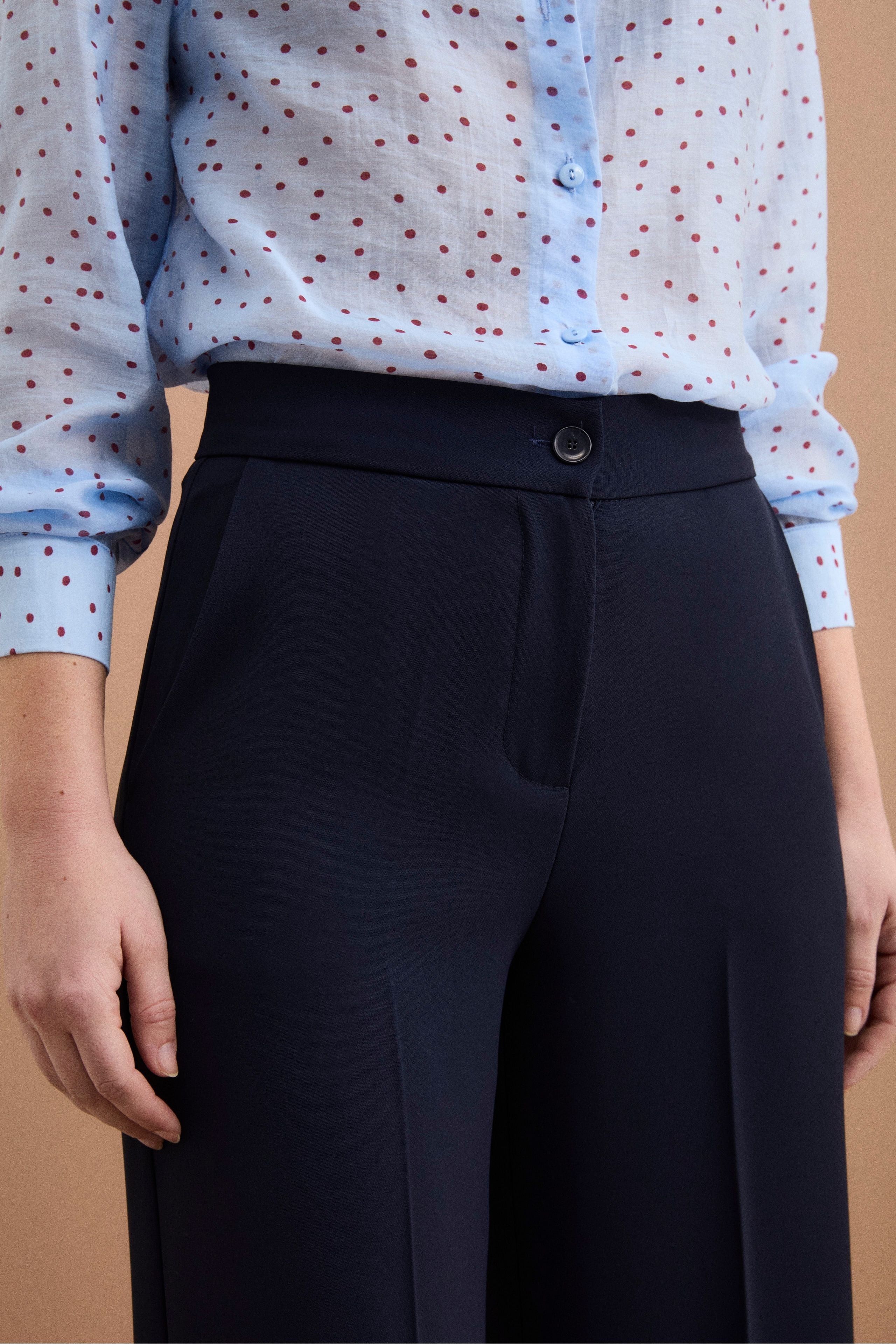Pantalone Cady a Palazzo con Piega - BLU