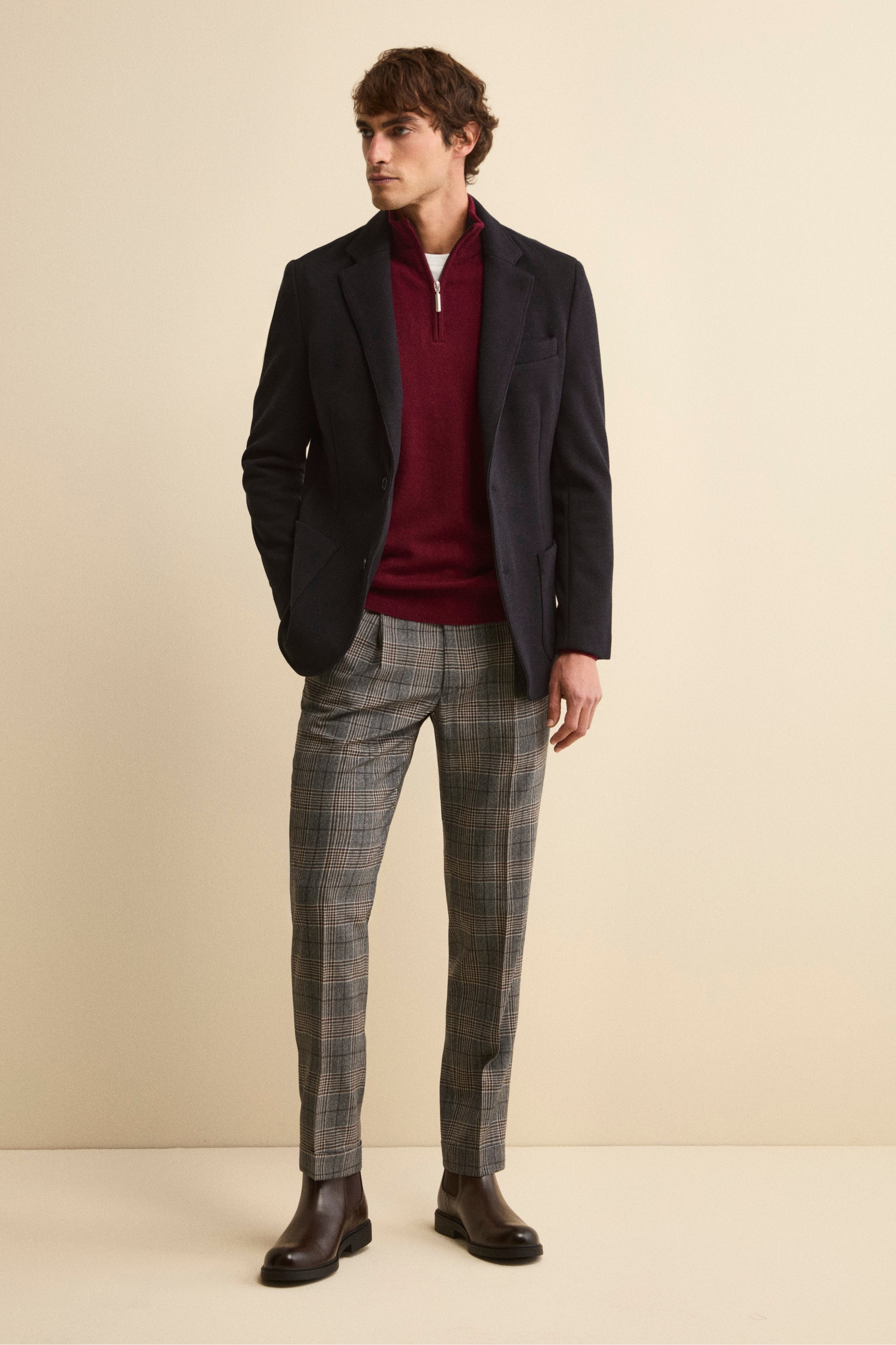 Unlined Single-Breasted Jersey Blazer - BLUE