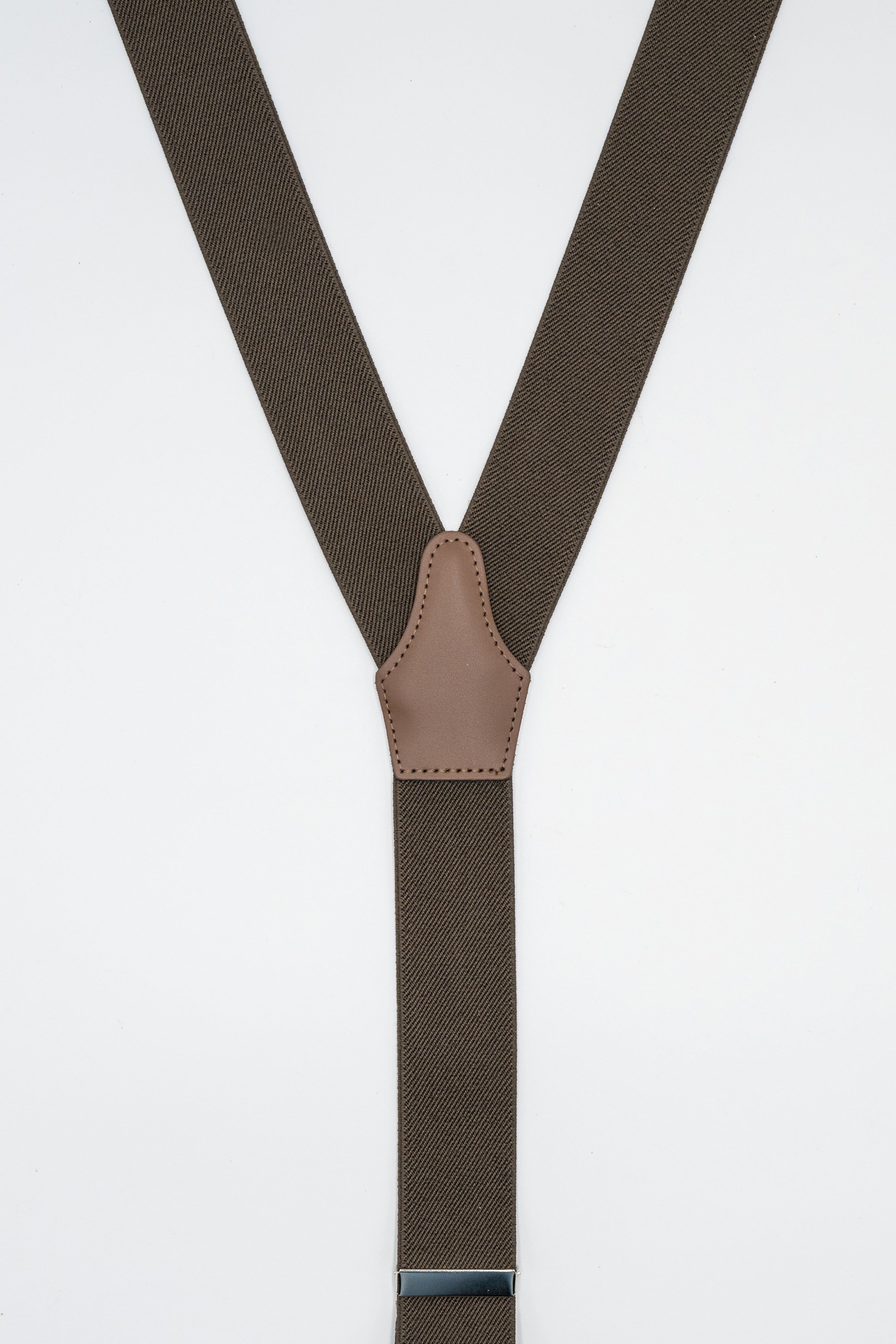 Bretelle Tinta Unita con Clip e Asole in Pelle - FANGO