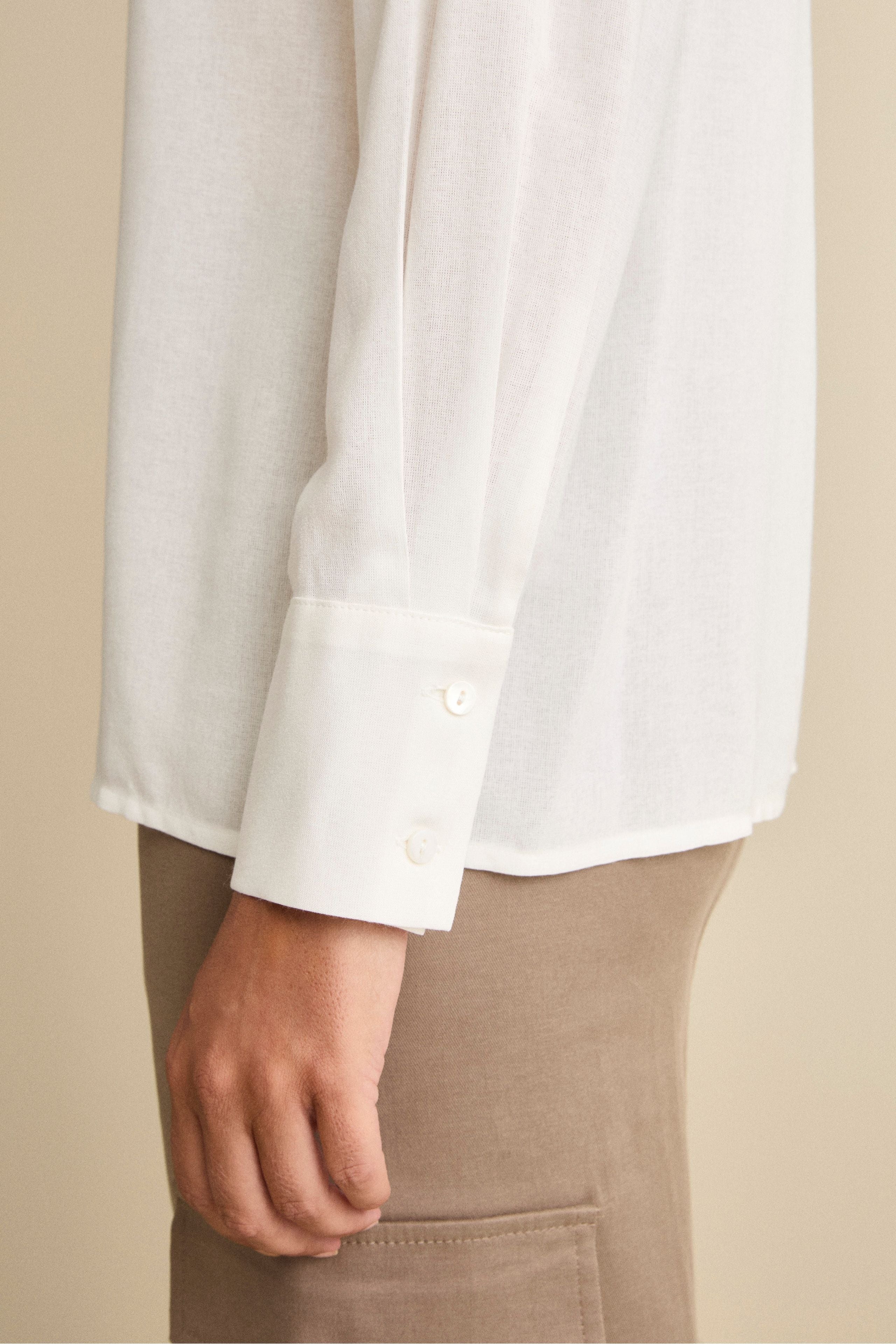 Oversized Gauze Blouse with Flaps - CREAM