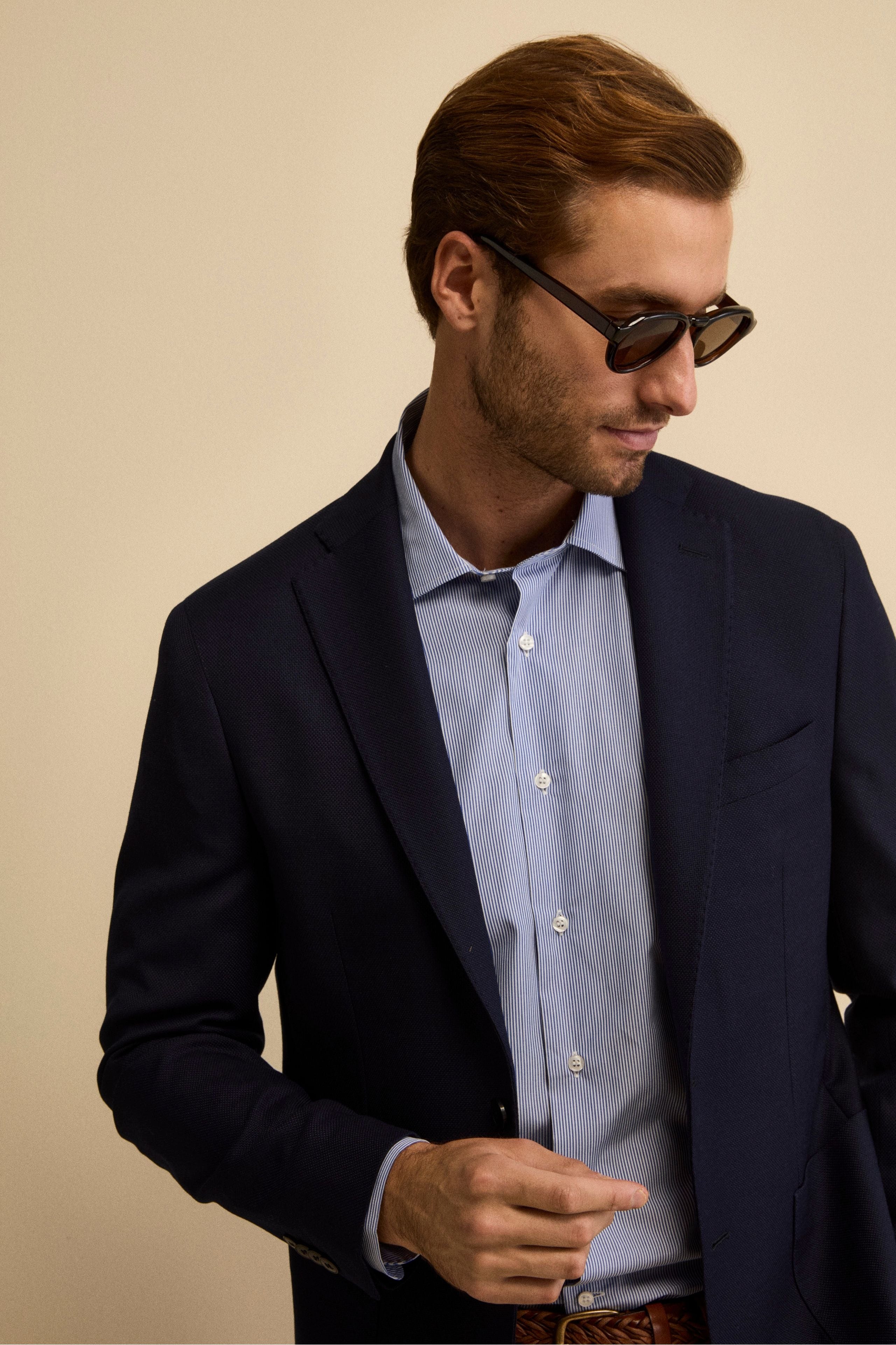 Slim Fit Single-Breasted Jacket in Virgin Wool - BLUE