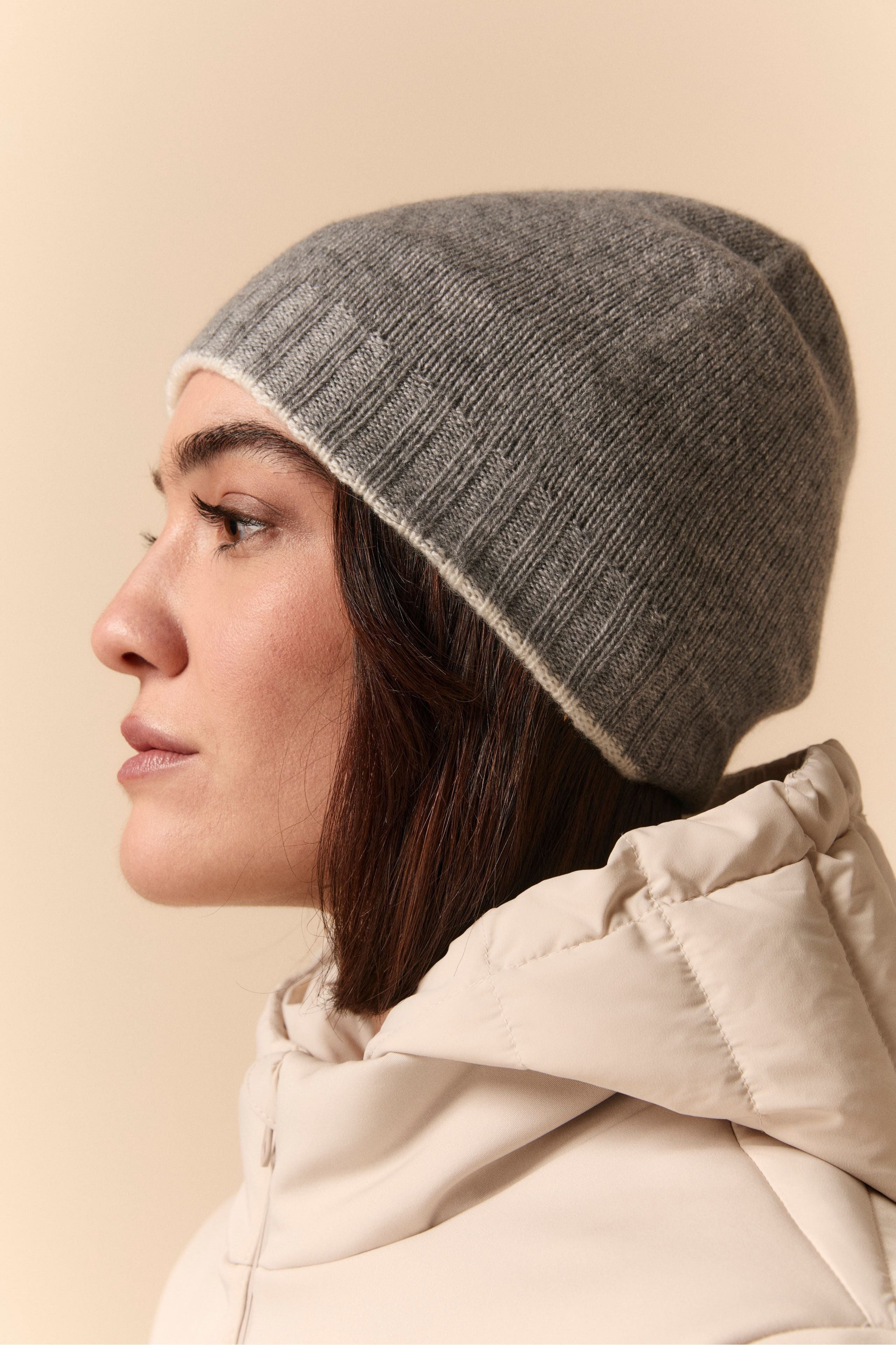 Cappello in cashmere - PANNA/GRIGIO MEDIO