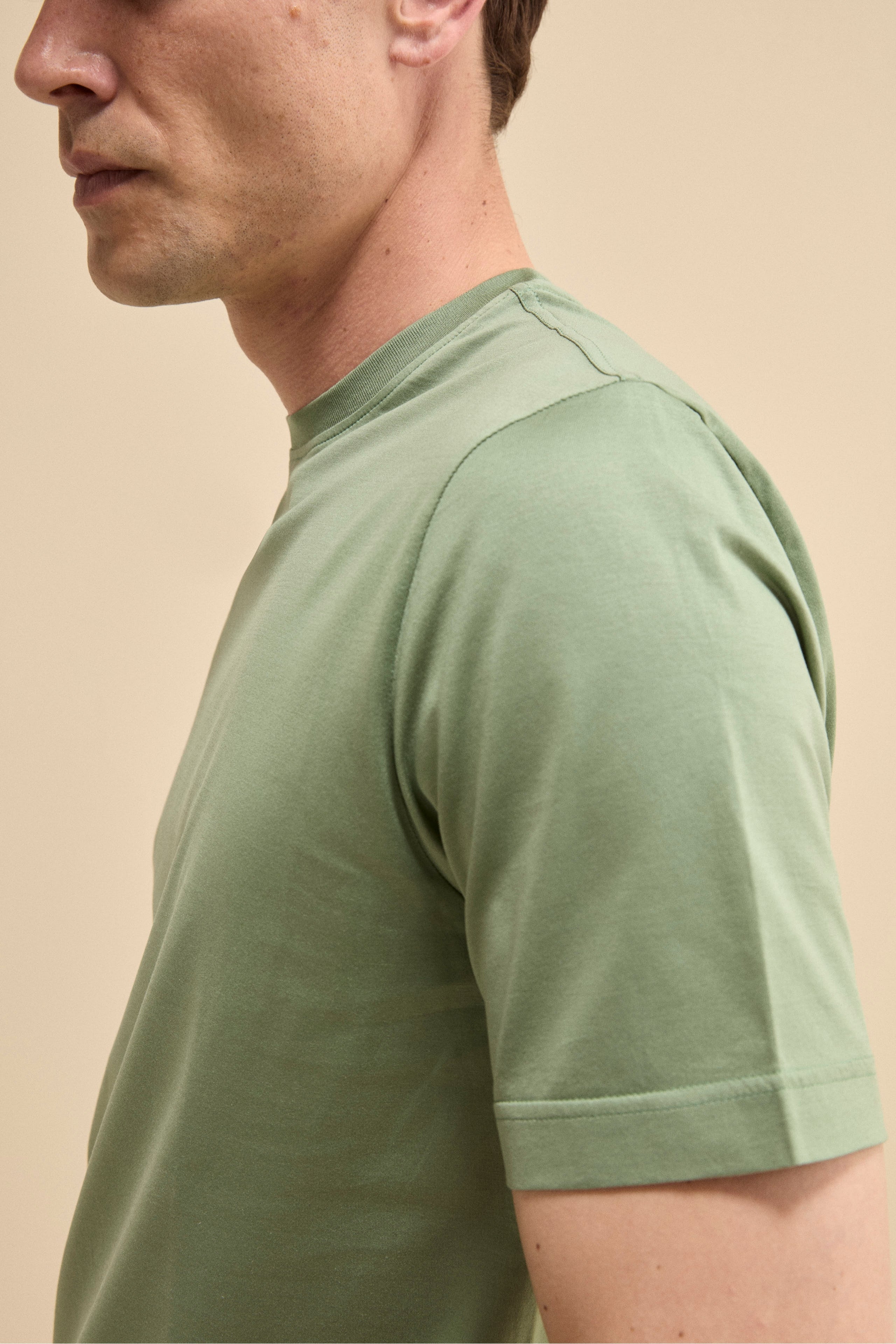 T-Shirt Slim in Filo di Scozia - VERDINO