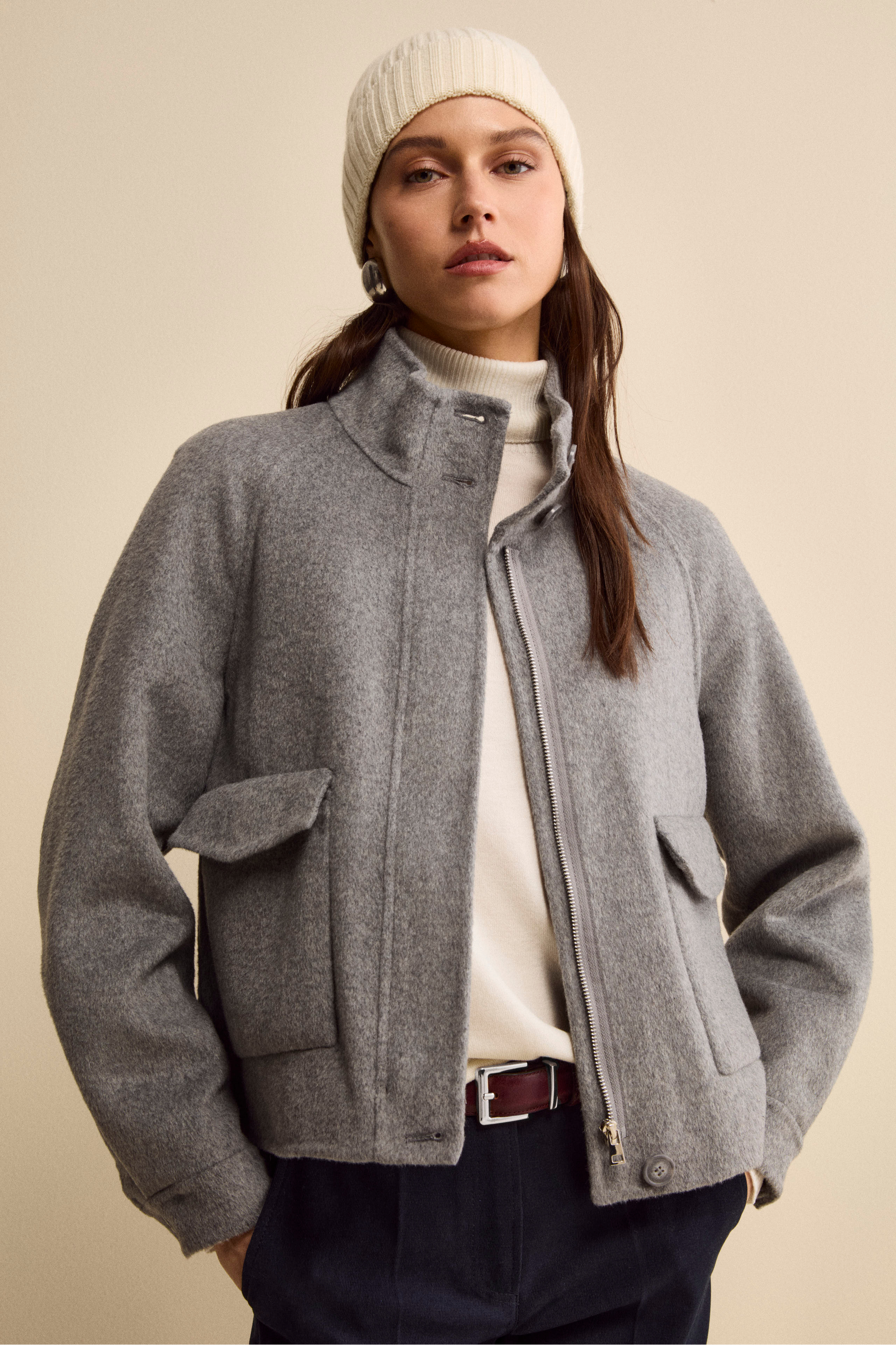 Ribbed cashmere beanie - CREAM