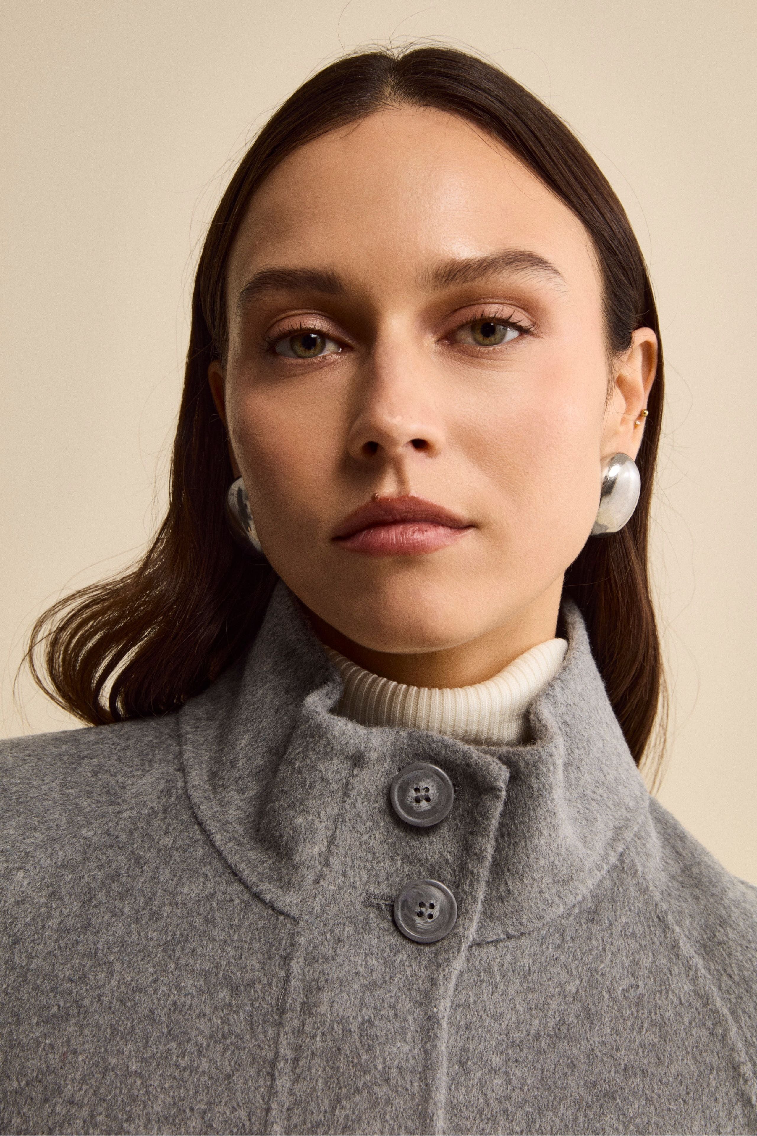 Unlined Wool Blend Bomber - GREY