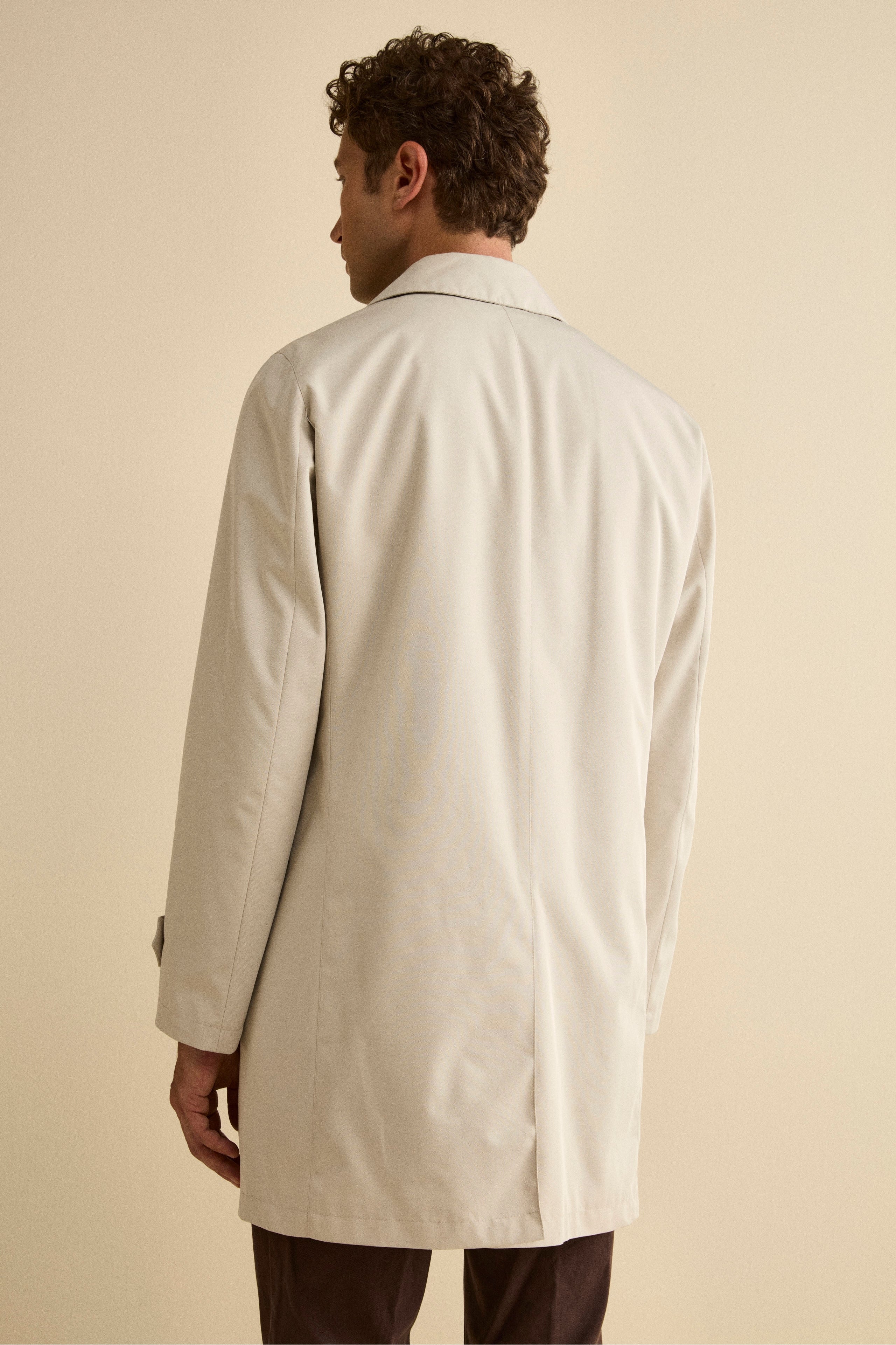 Quilted Winter Midi Raincoat - Light grey