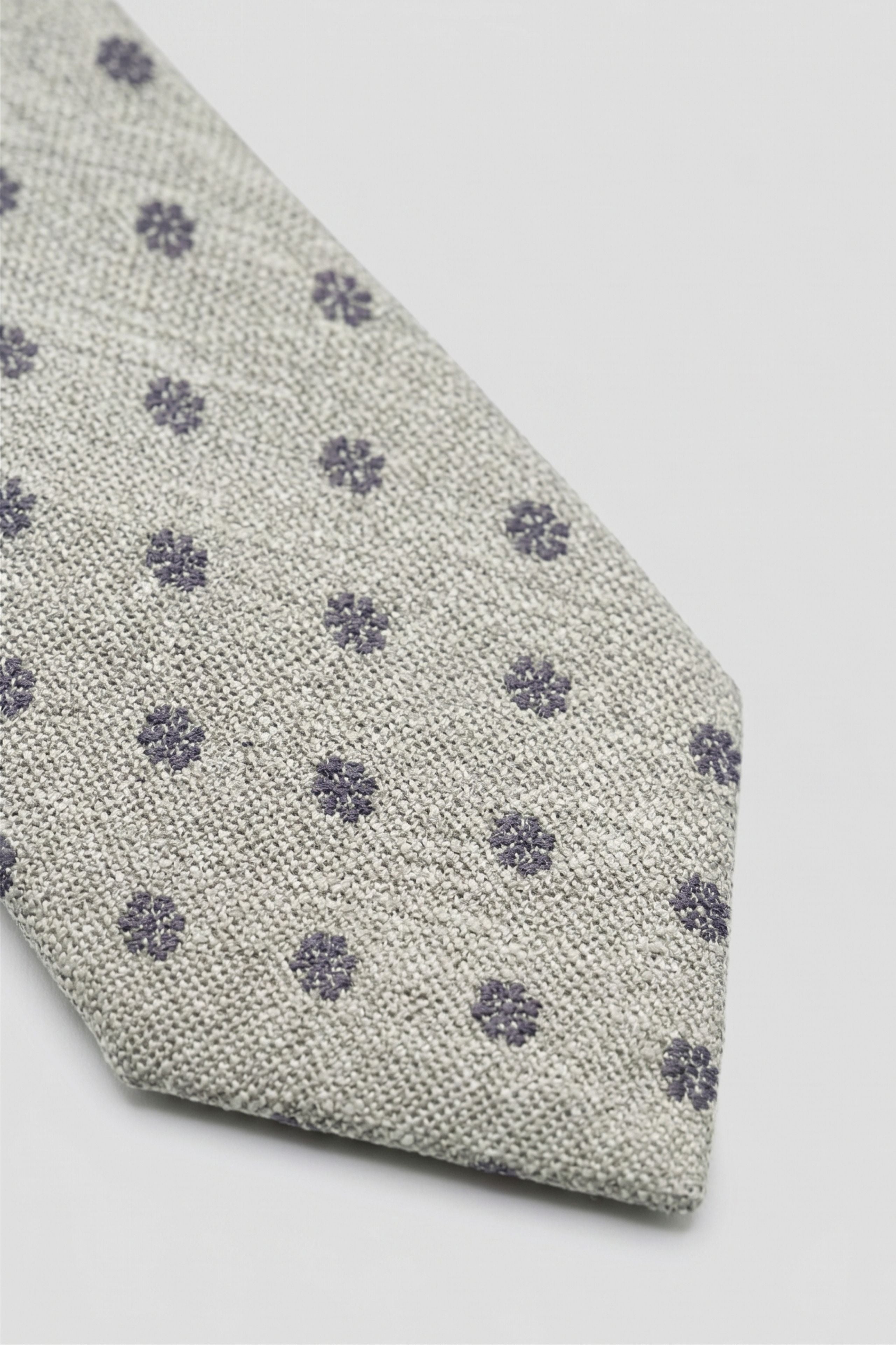 Cravate en Lin et Soie à Motif Floral - Motif vert