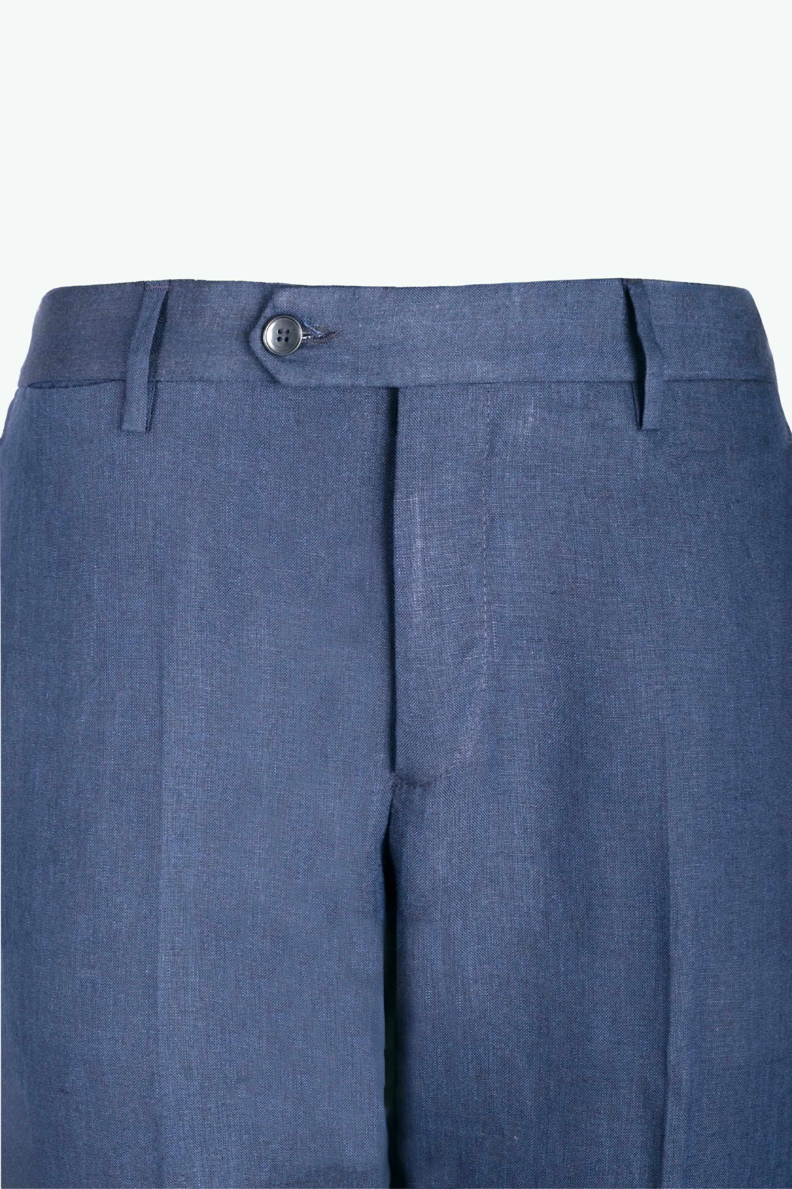 Pantalone Slim Fit in Lino con Pieghe - BLU