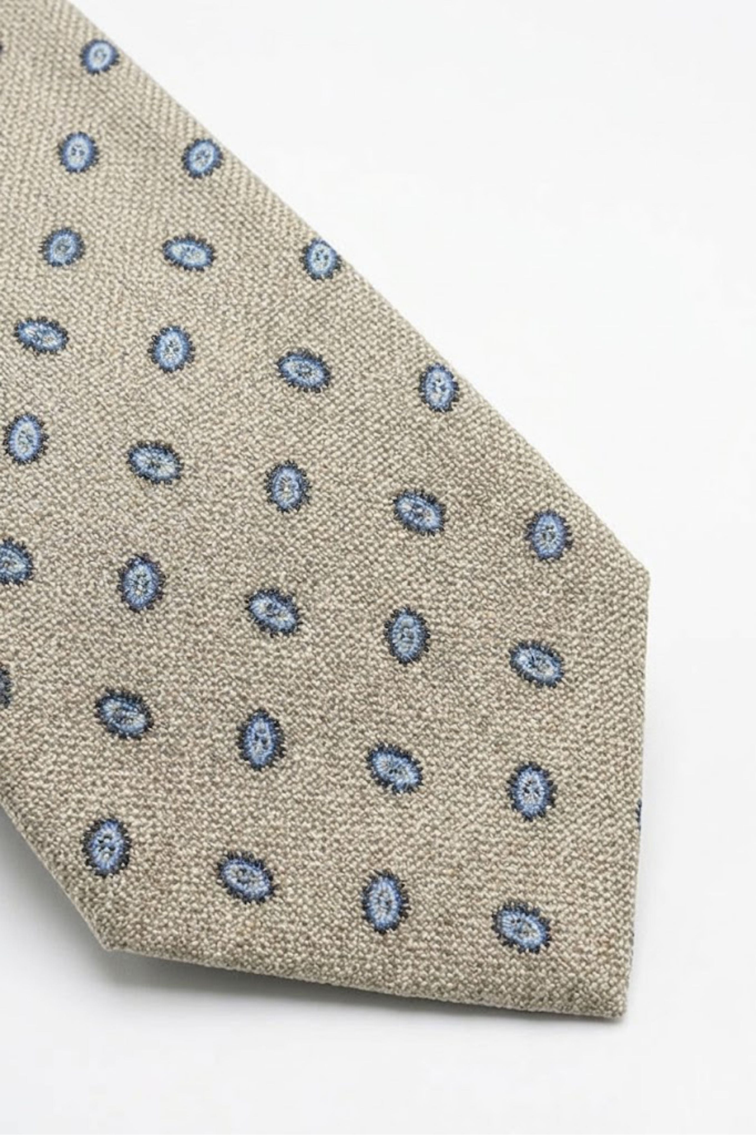 Cravate en Coton et Soie à Motif - Motif beige