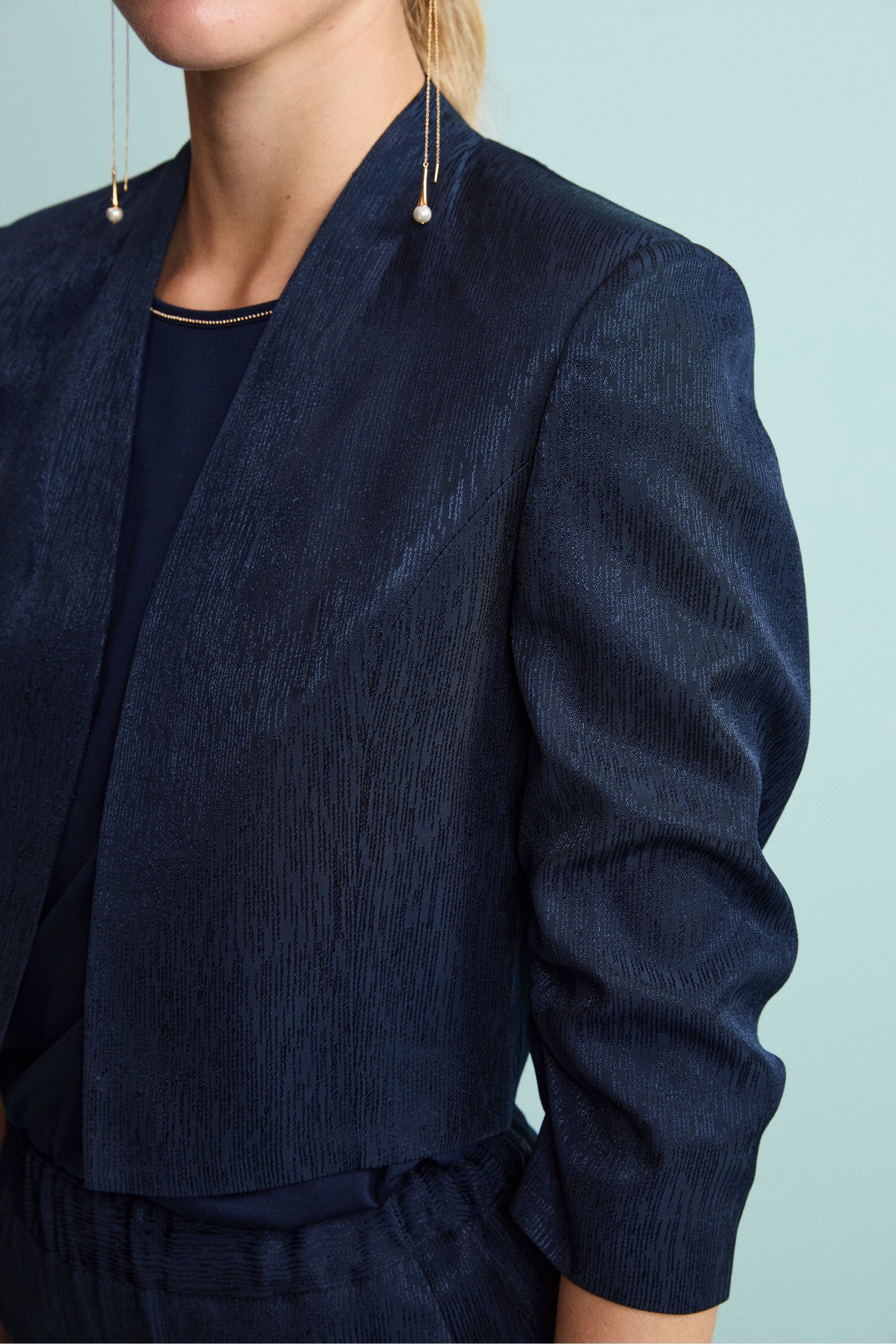 Bolero Jacquard Elegante da Cerimonia - BLU