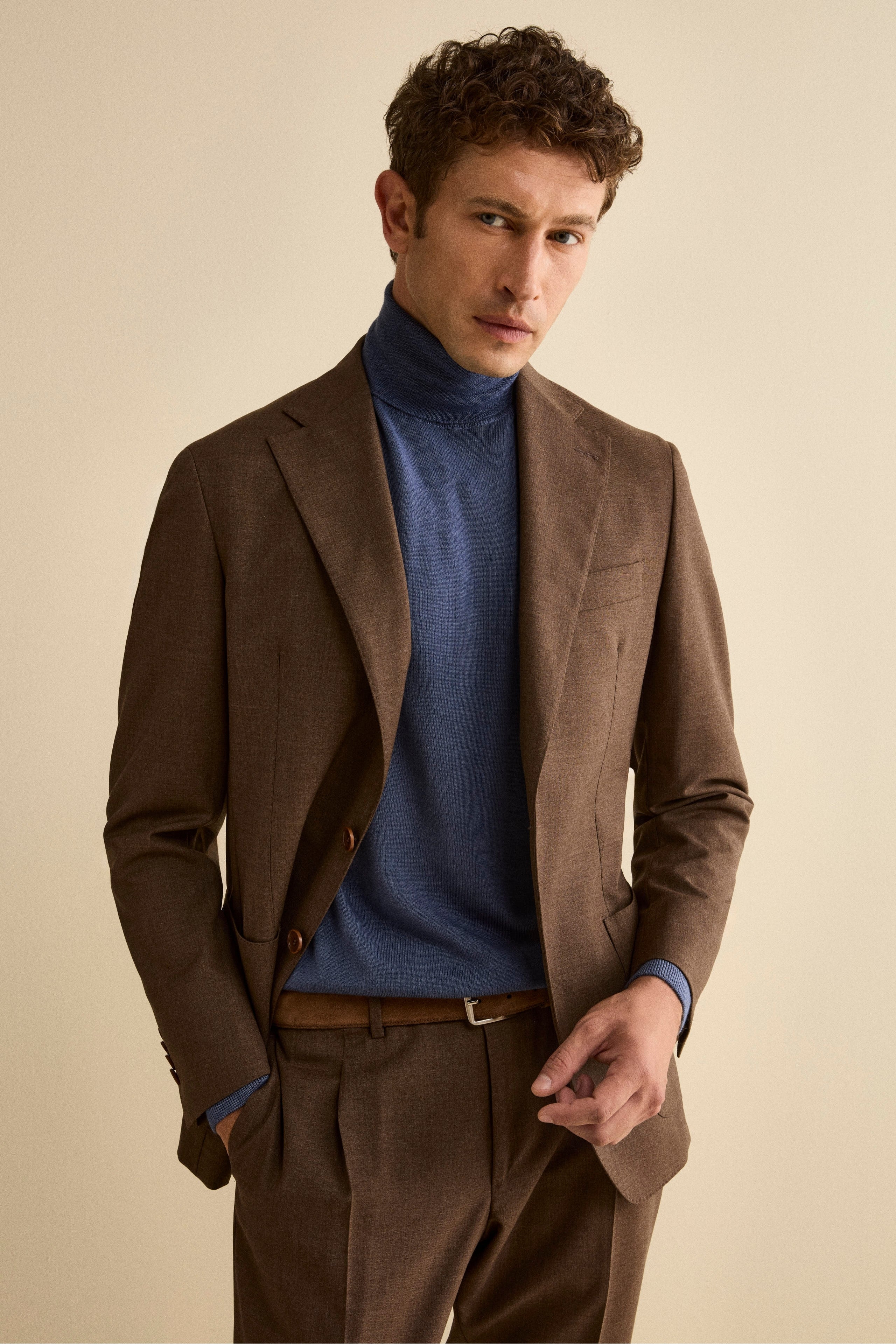 Half-Lined Single-Breasted Virgin Wool Suit - Brown