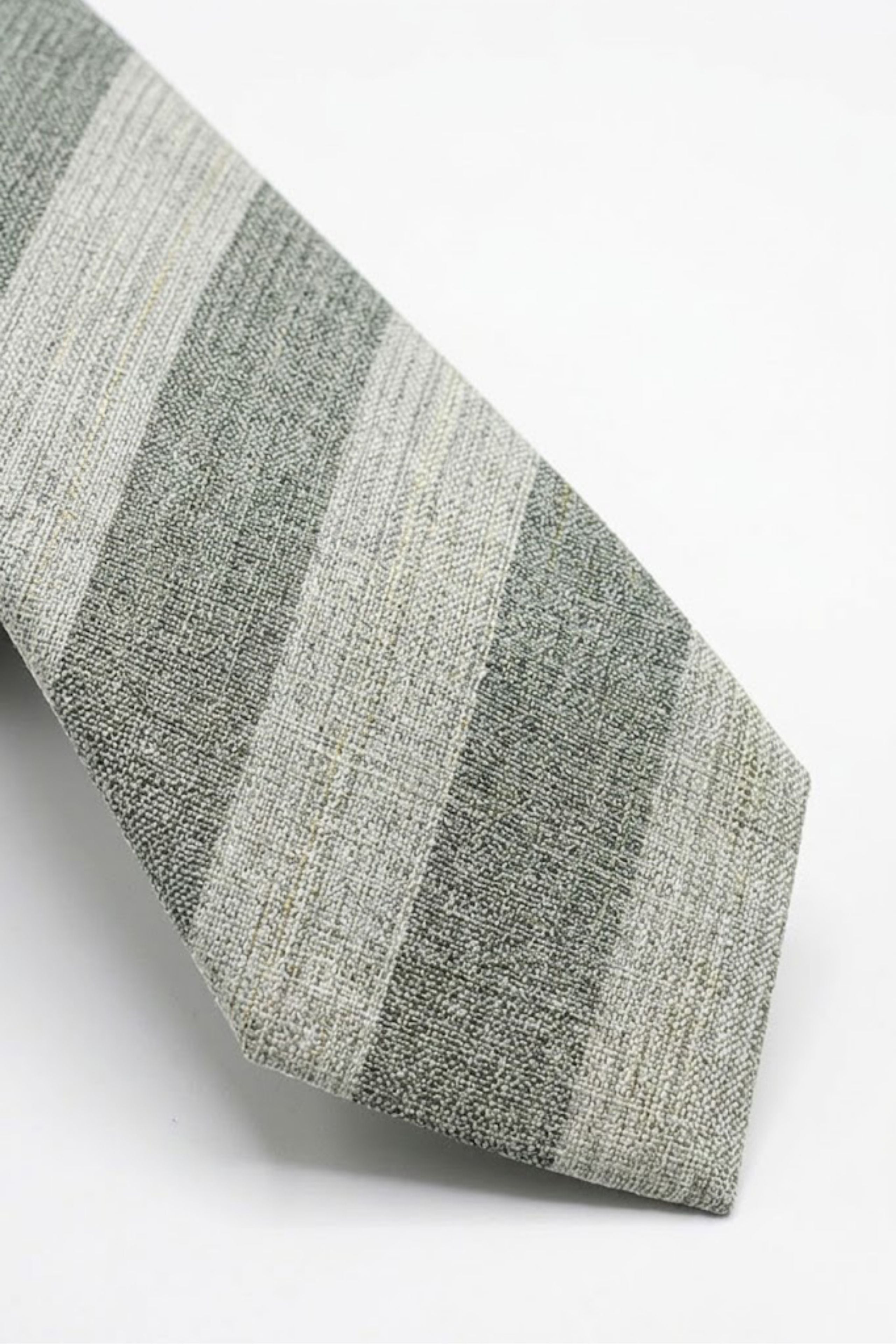 Cravate en Mélange de Lin à Rayures - Rayure beige