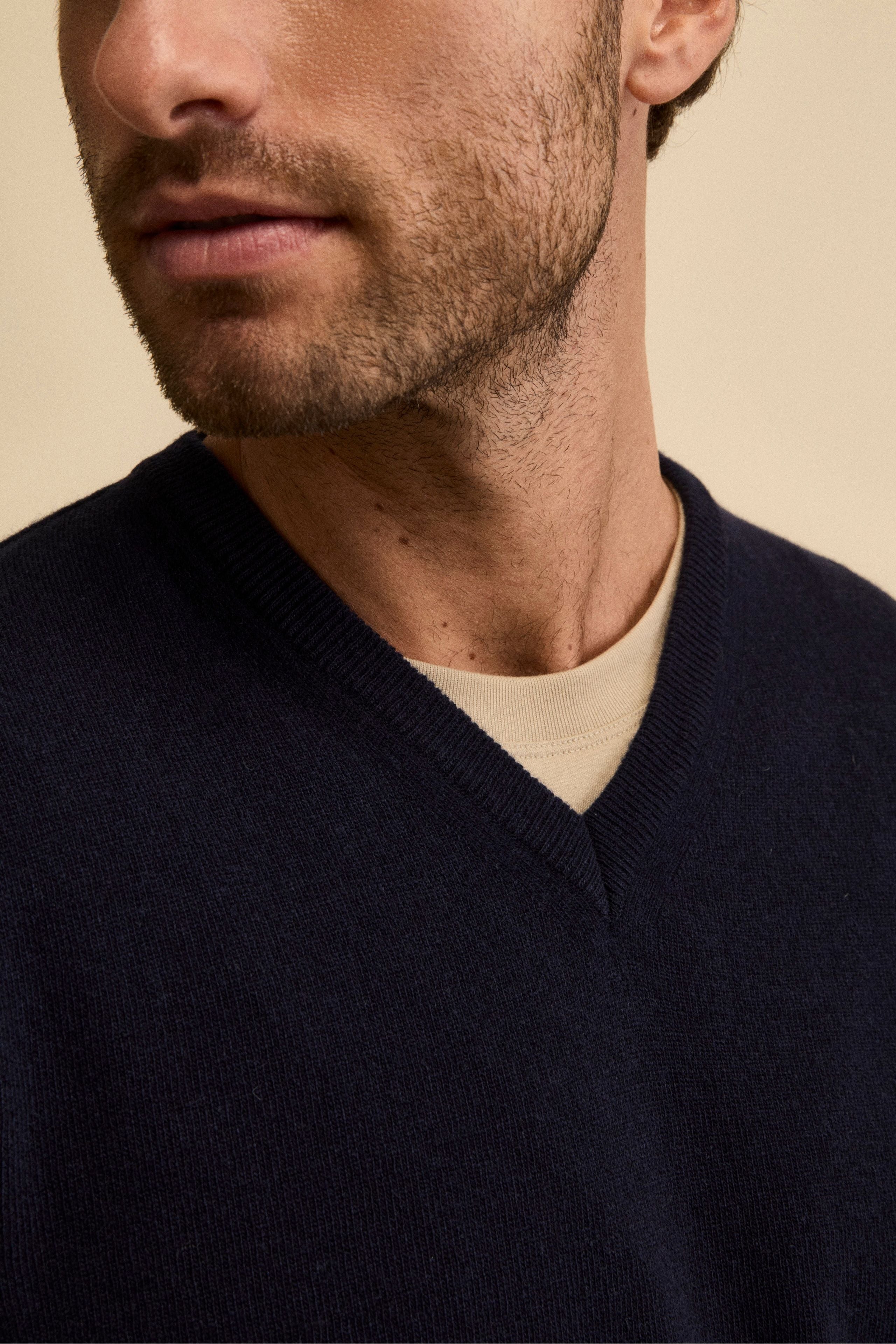 Wool V-neck sweater - Midnight blue