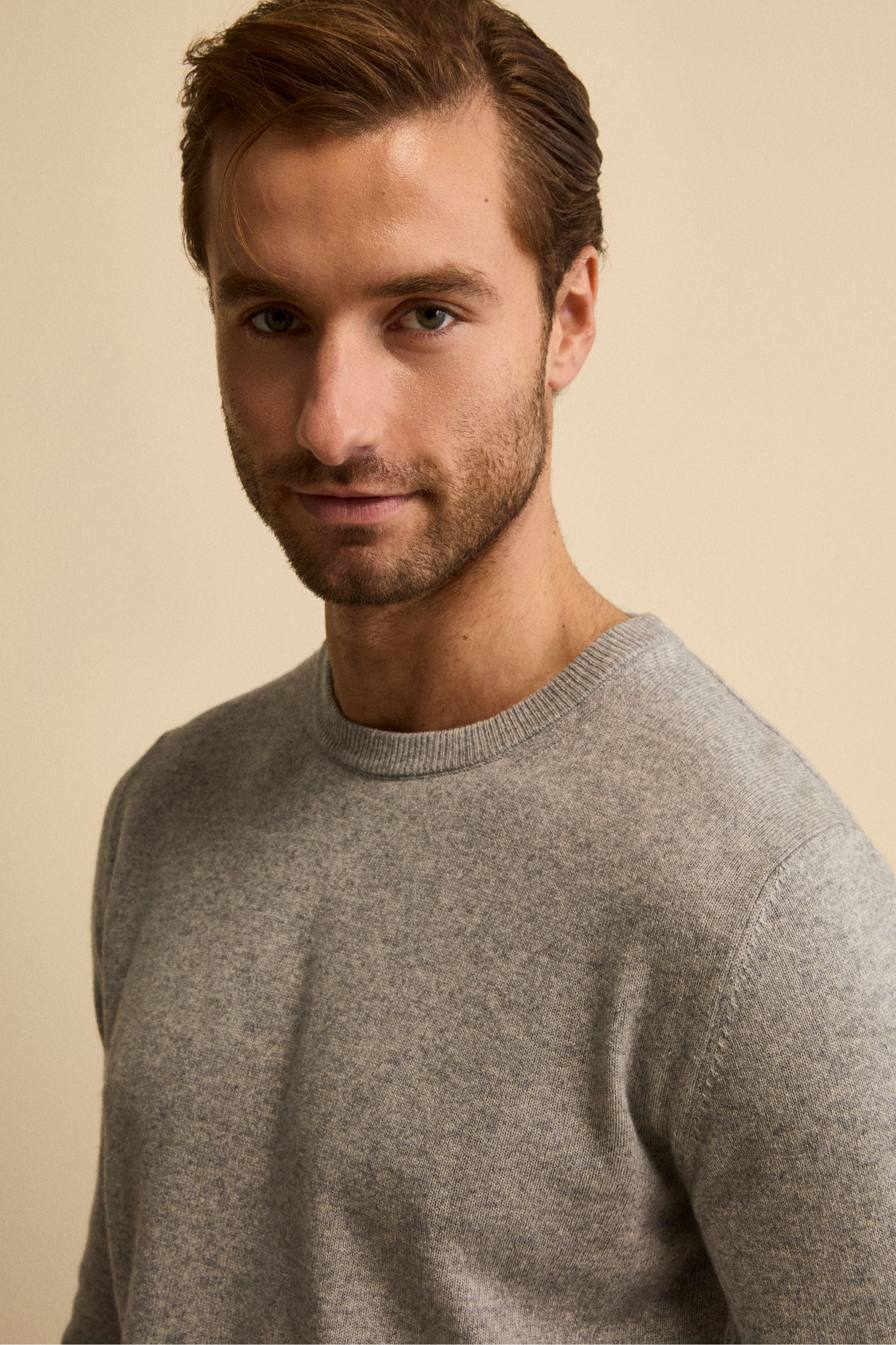 Cashmere and silk crew neck - Grey melange