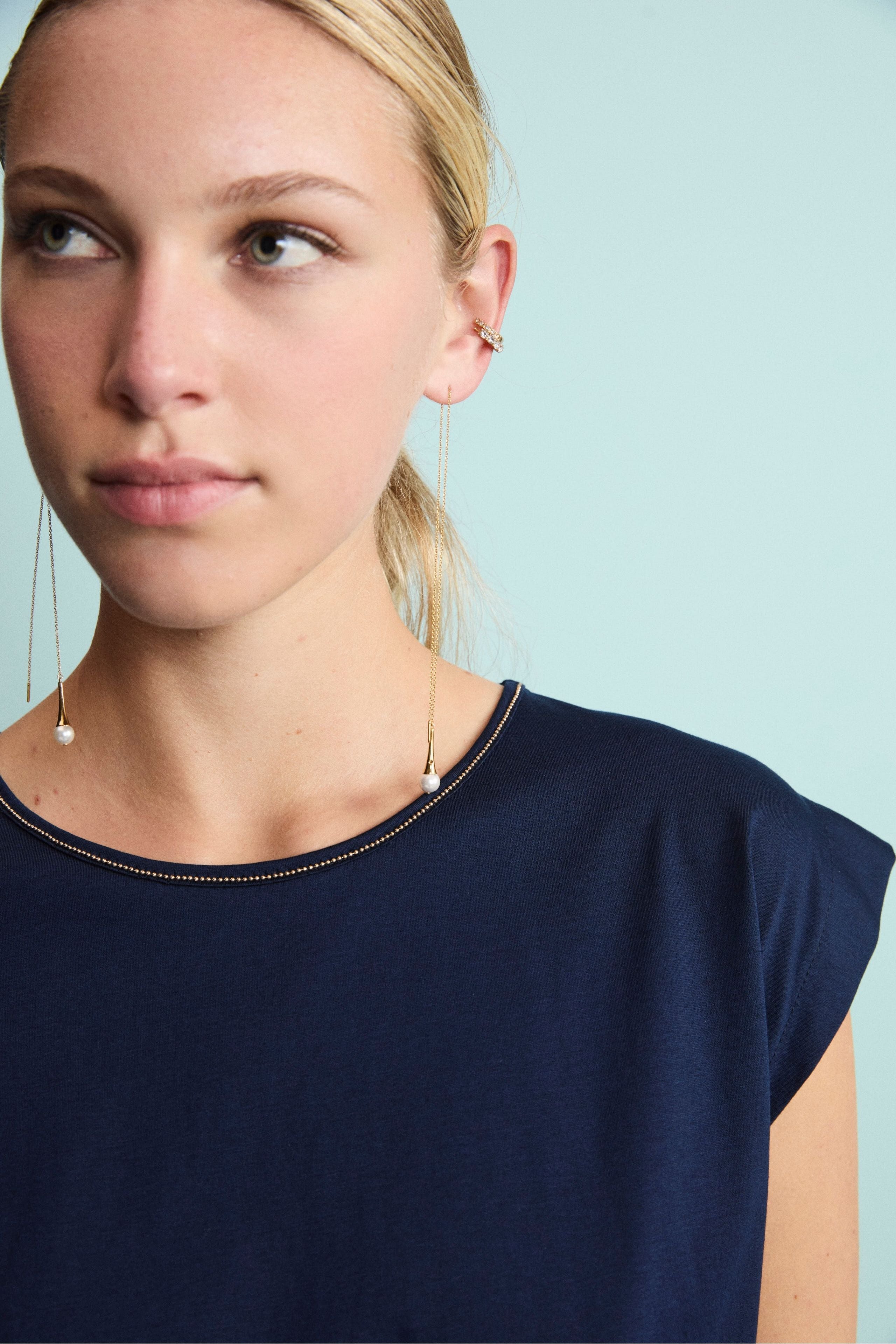 Maglietta Girocollo in Jersey di Cotone - BLU