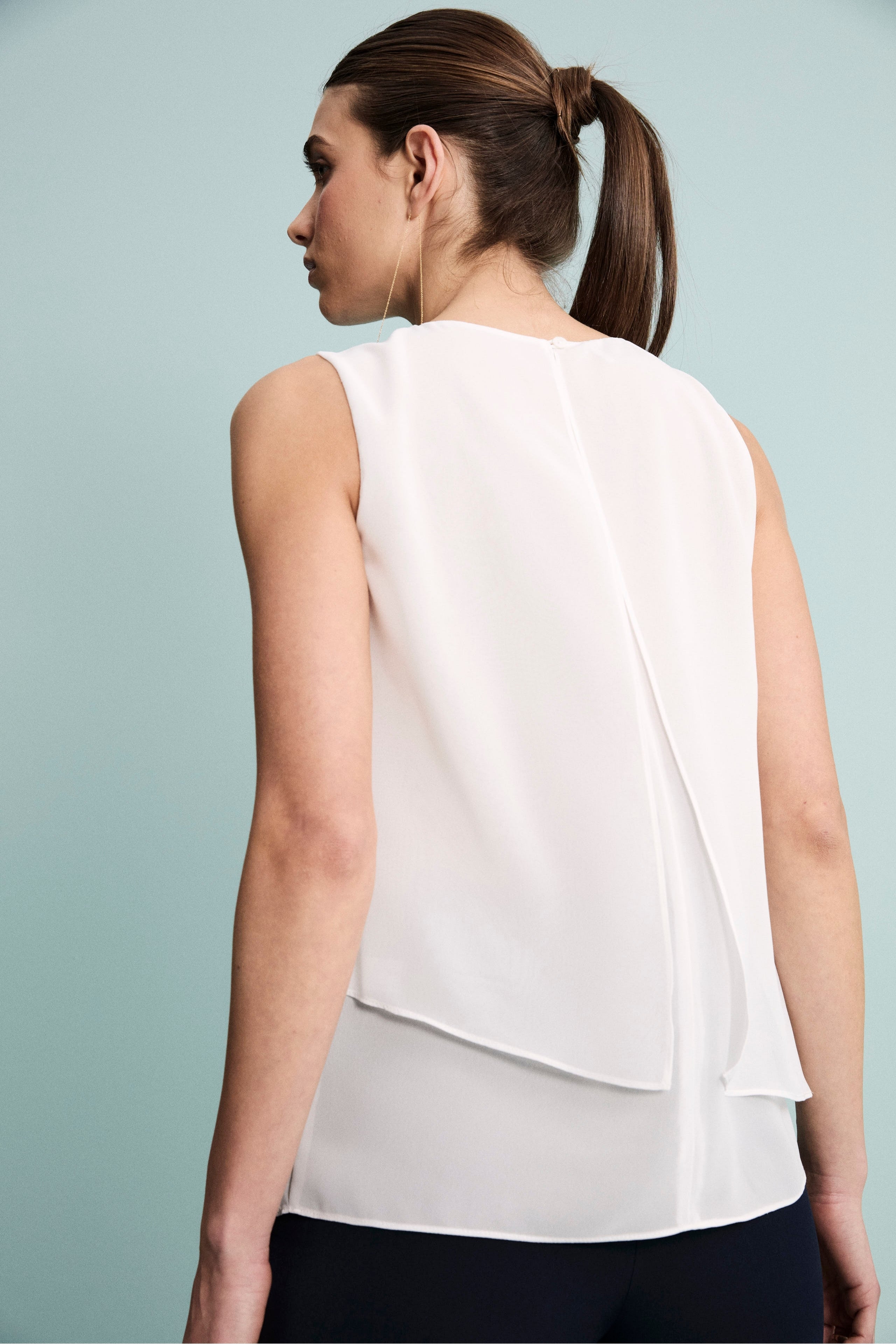 Top Elegante in Georgette con Pannelli - PANNA