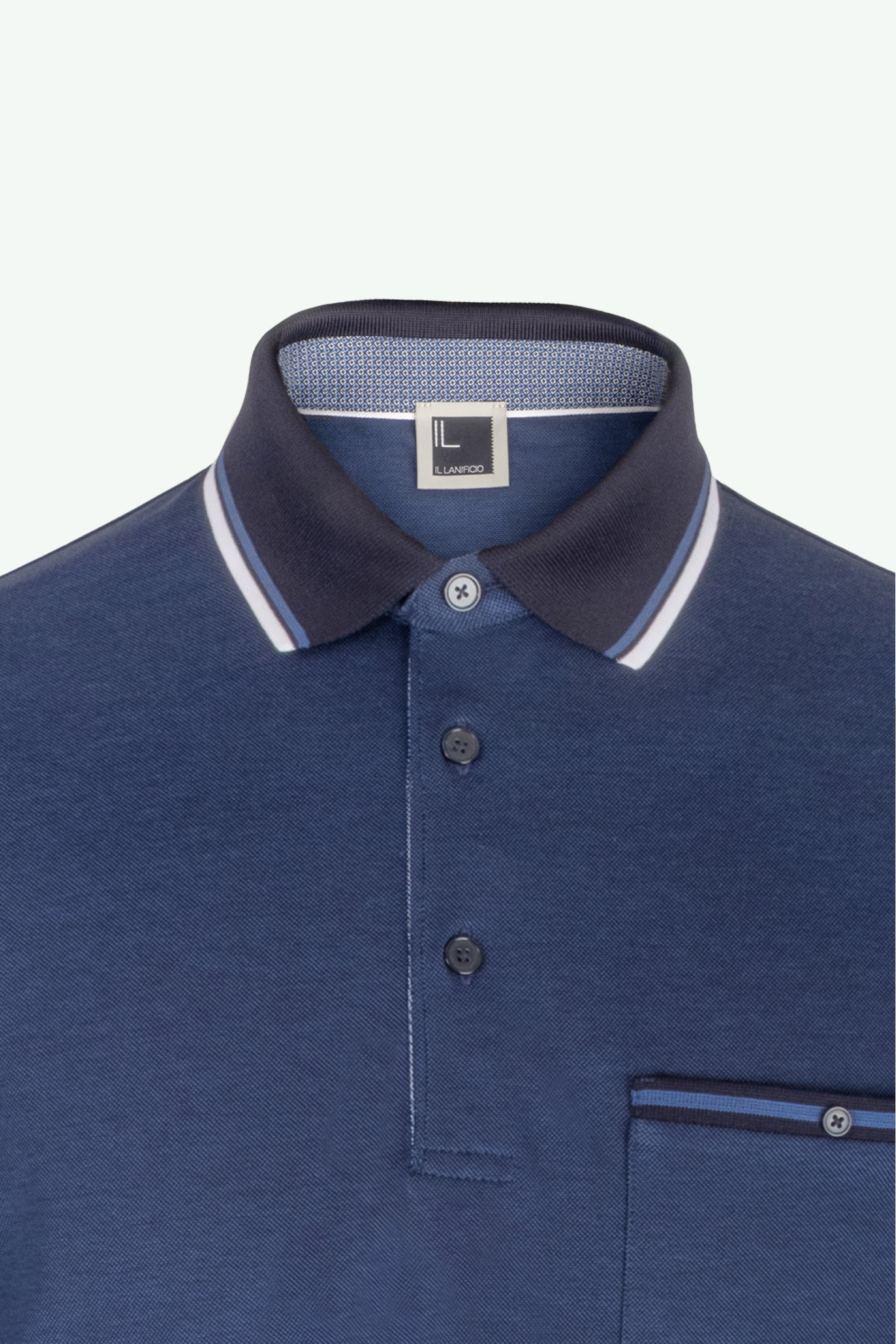 Polo Piquet in Filo di Scozia con Taschino - BLU MELANGE