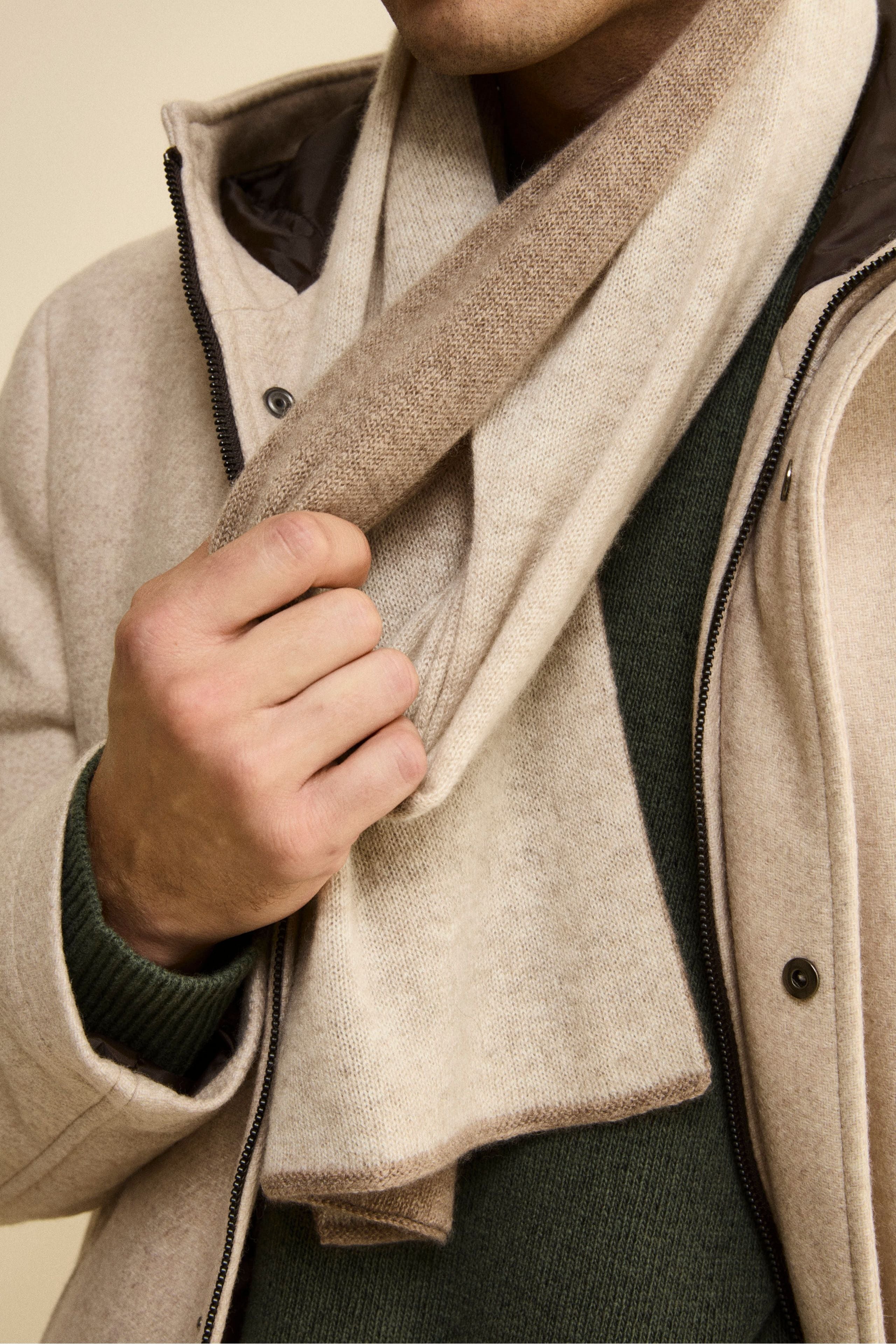 Bicolor cashmere knit collar - Beige-Brown