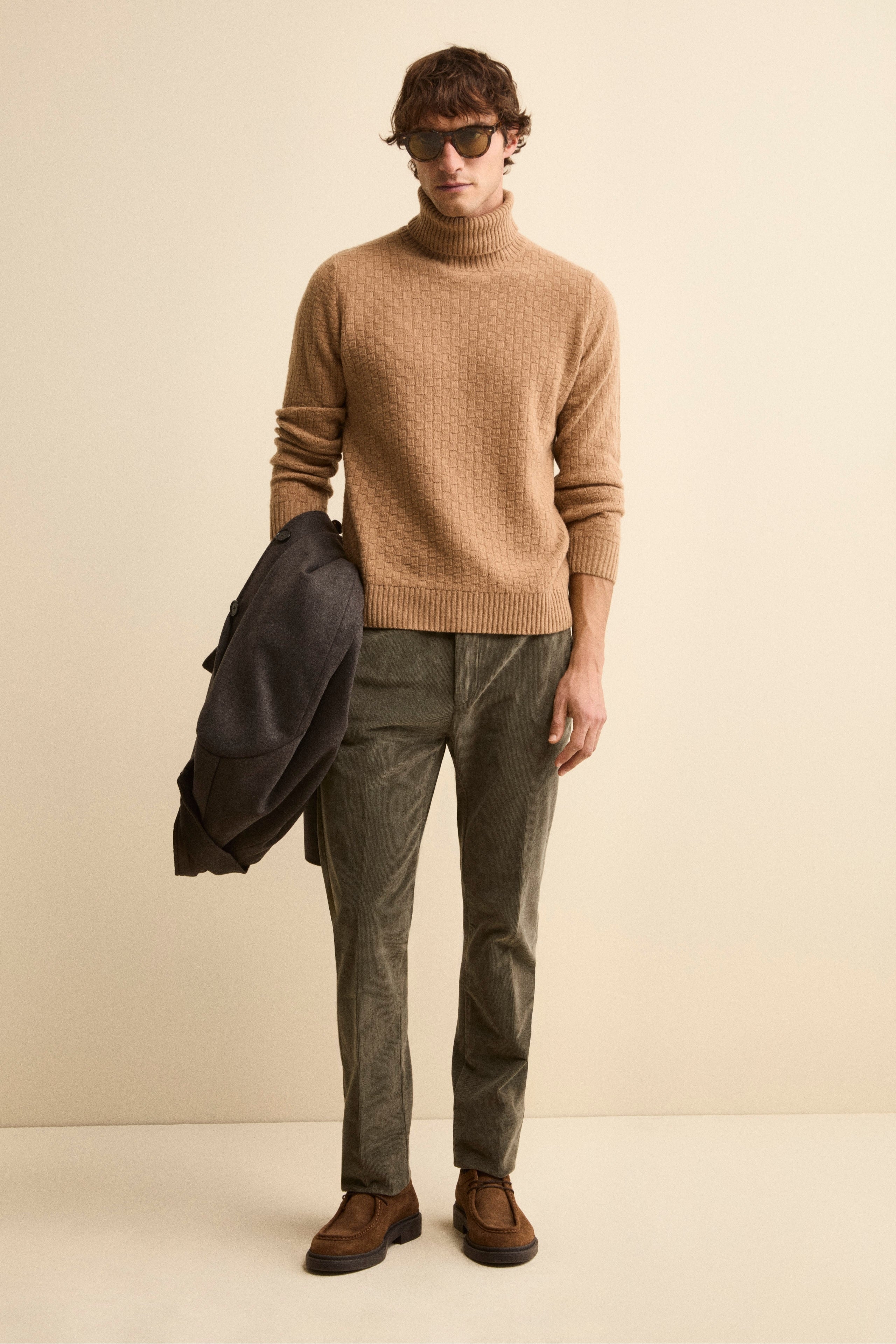 Regular Fit Corduroy Chino Trousers - GREEN