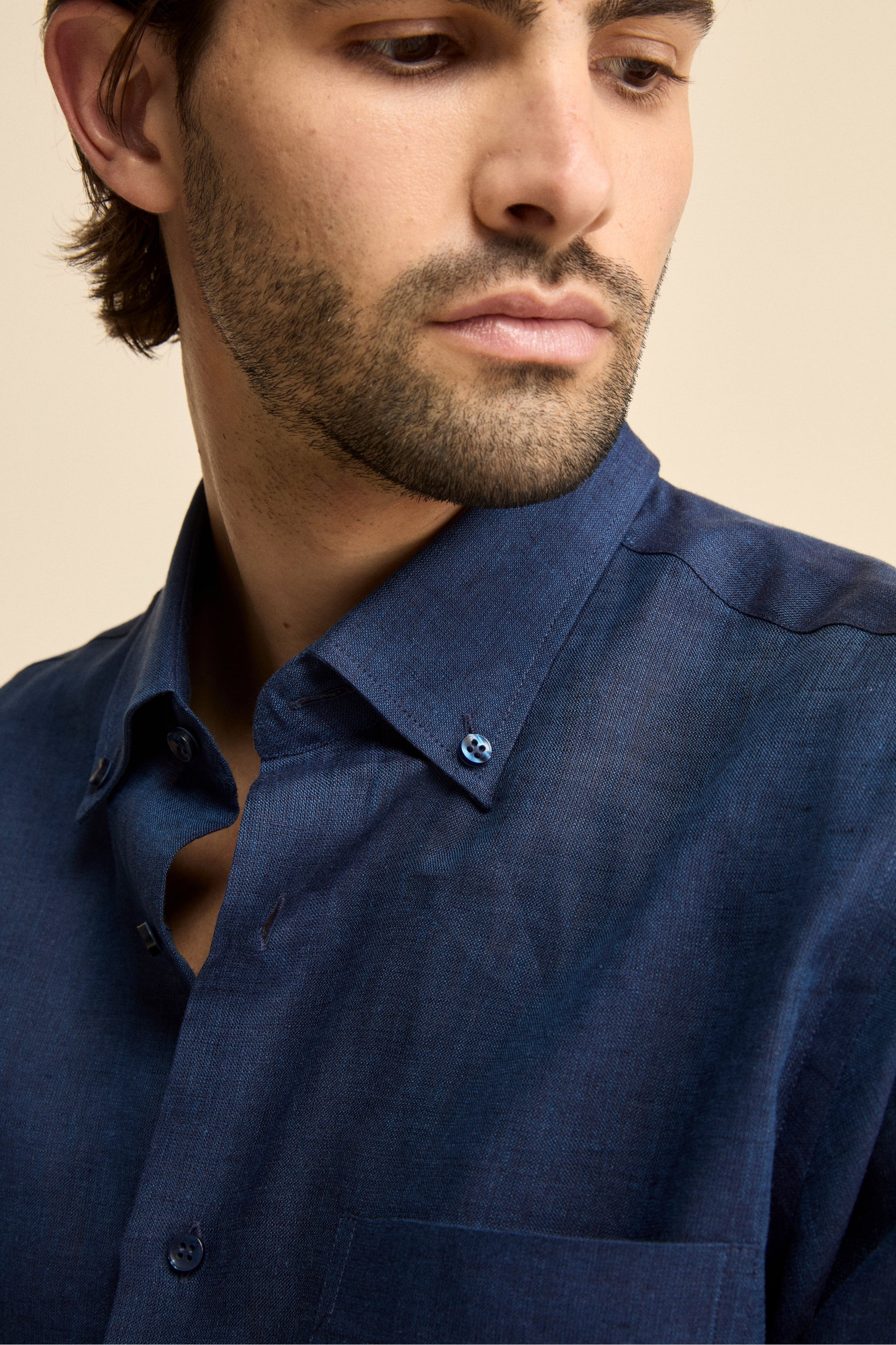 Camicia in lino regular fit - BLU