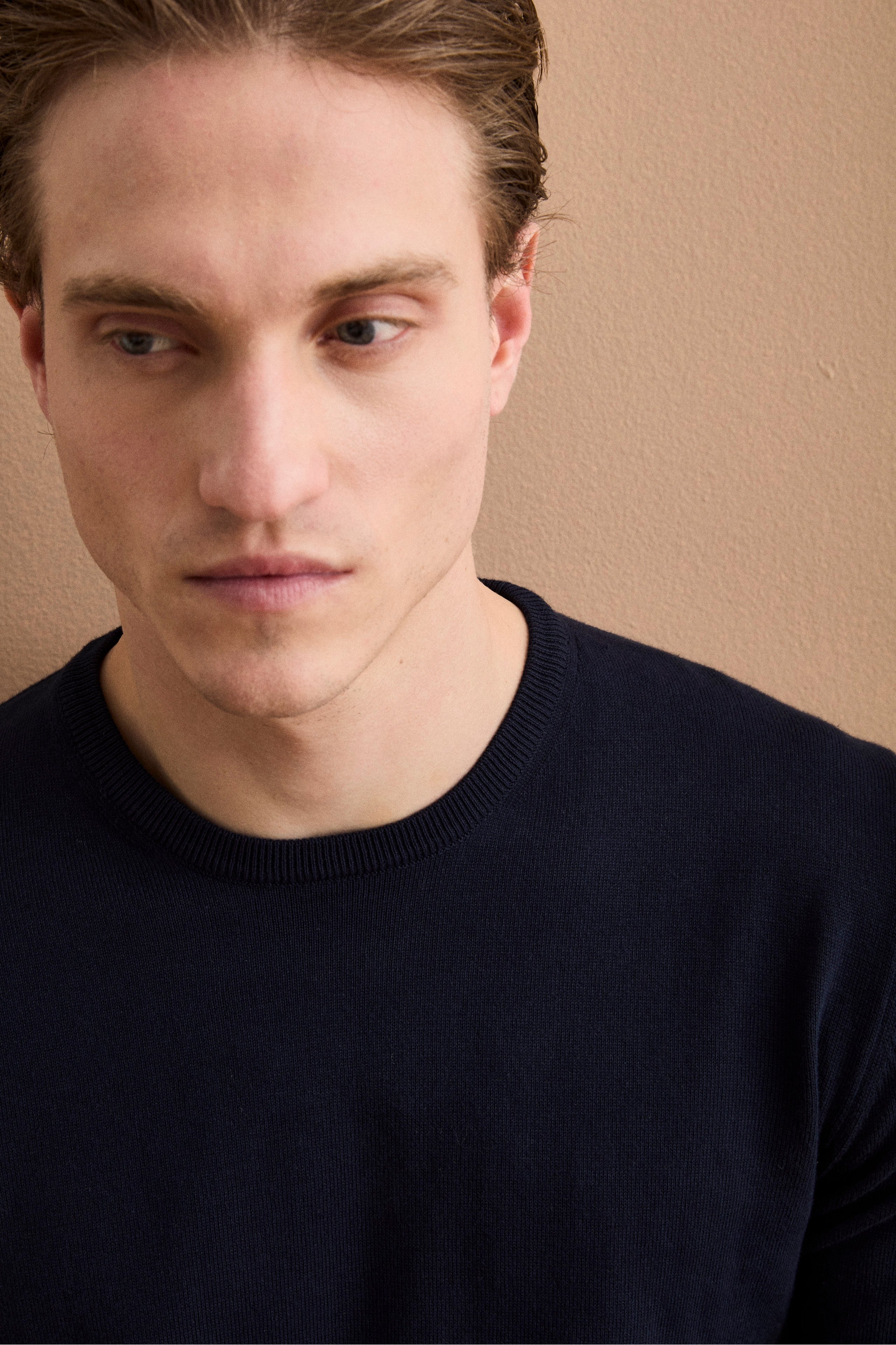 Maglia girocollo in cotone - BLU