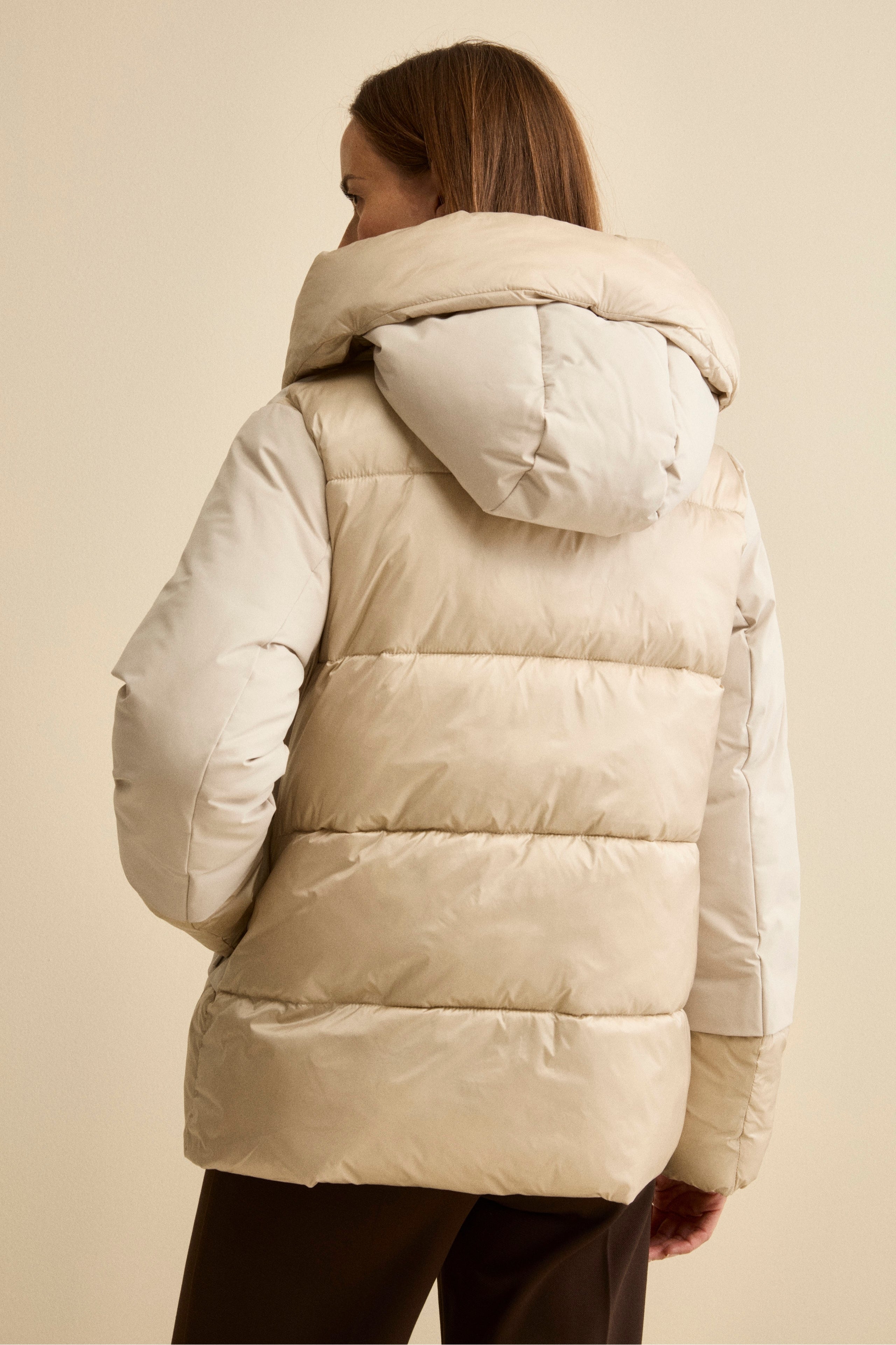 Padded Winter Jacket with Hood - Butter white
