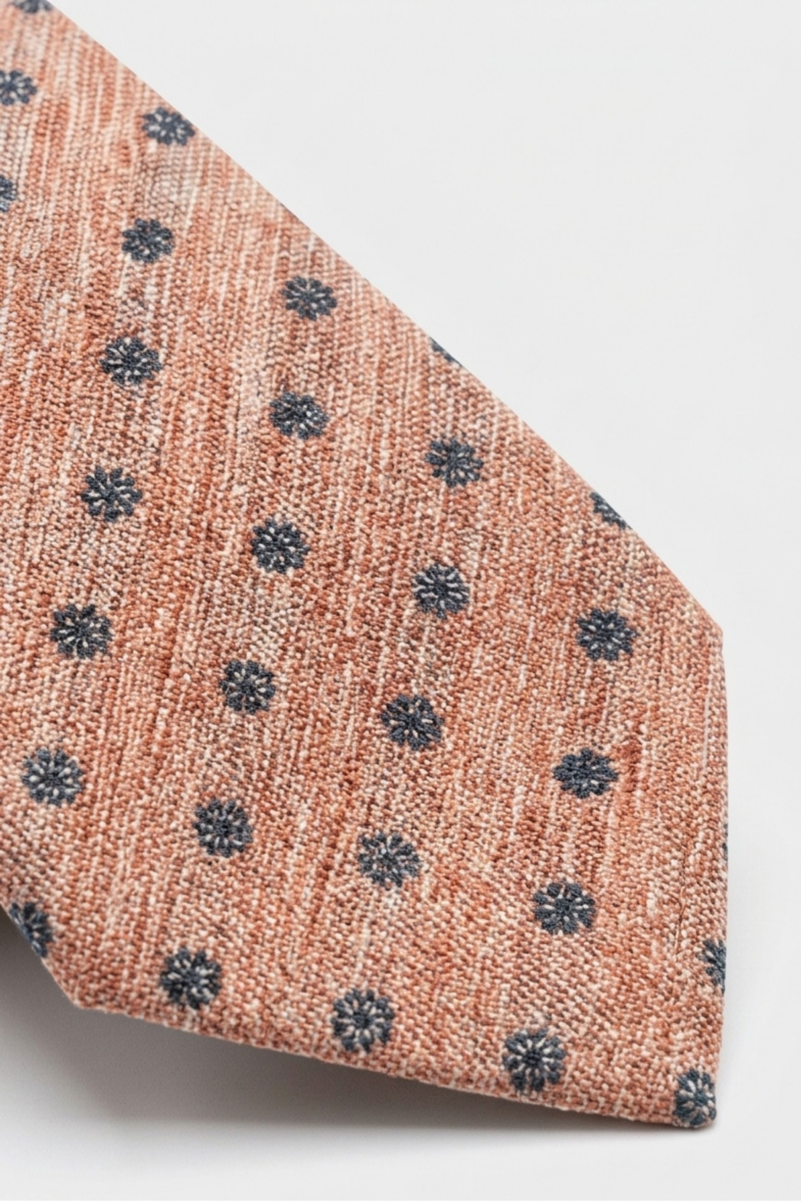 Cravate en Lin et Soie à Motif Floral - Motif rouge