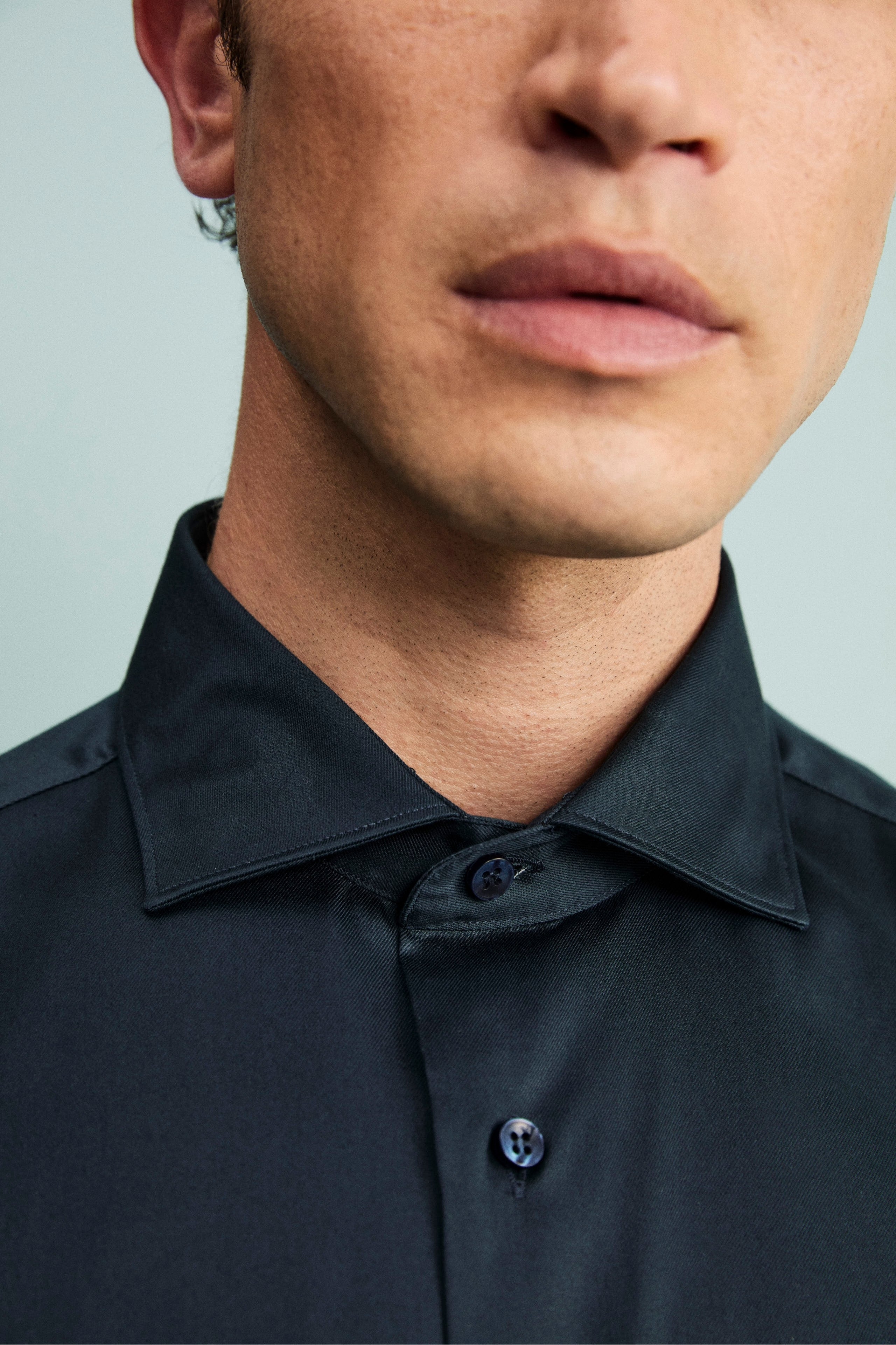 Camicia slim no stiro - BLU